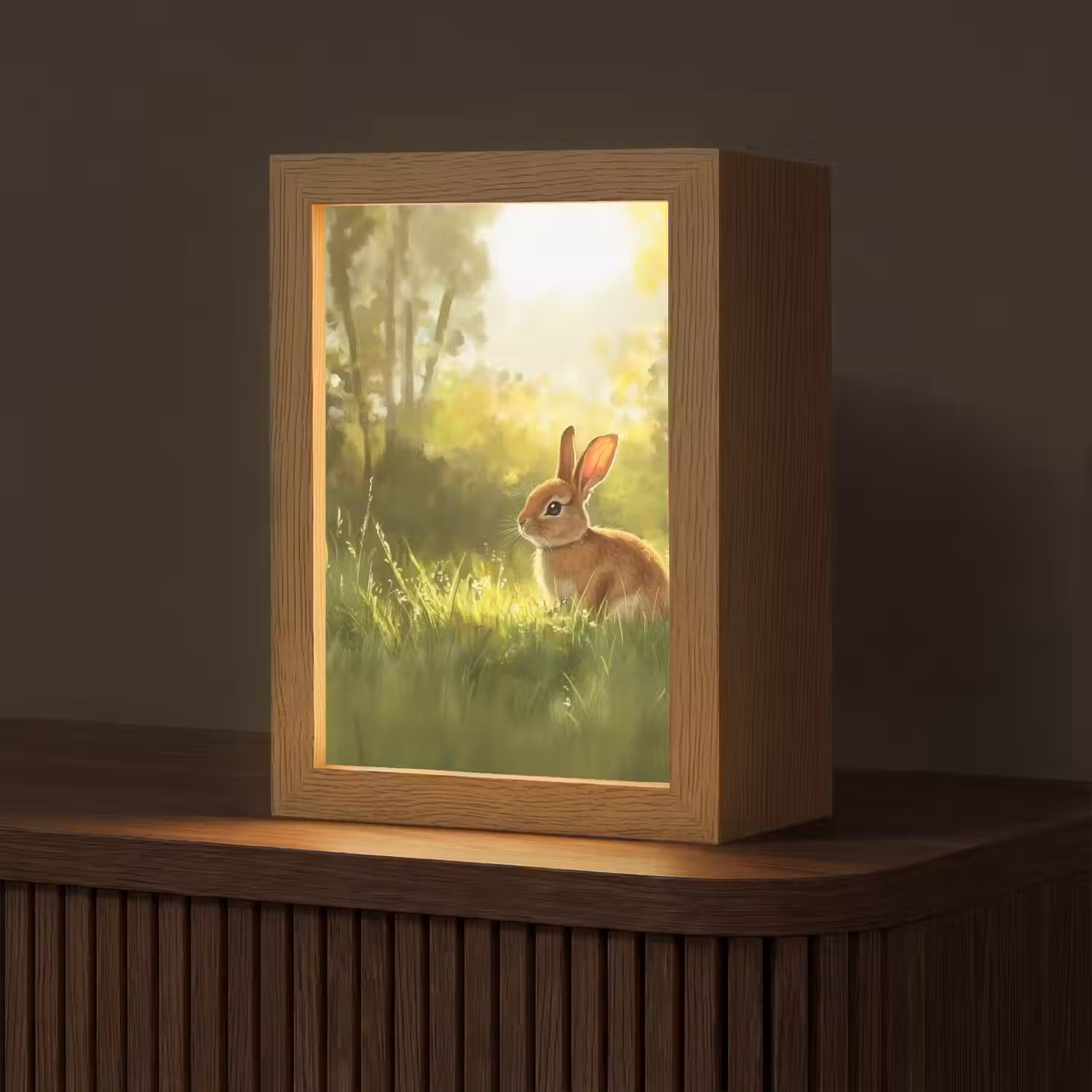 Konijn - Zonlicht - Bos Light Box met kabel (Tafellamp) klein -z3d_website