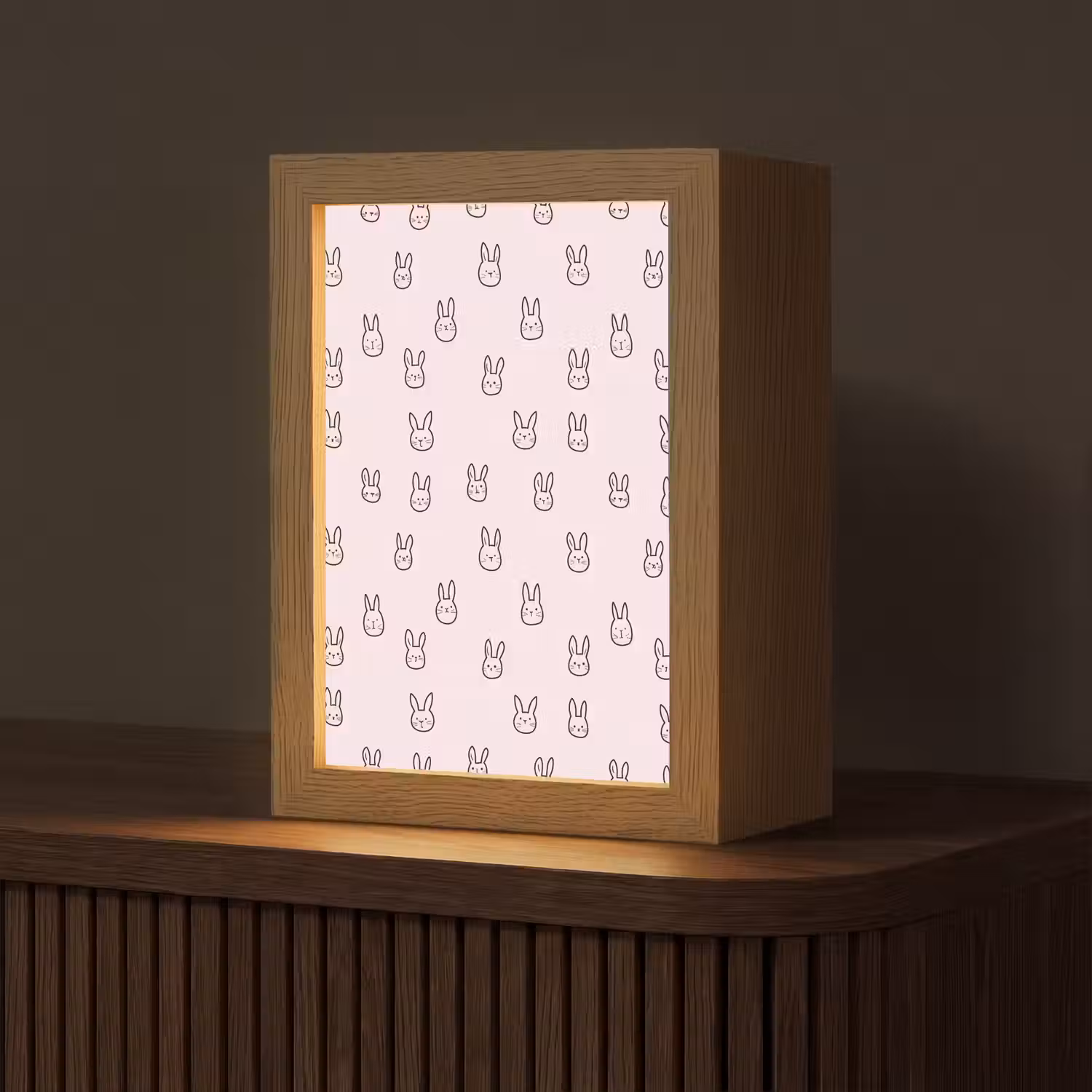 Konijnen - Minimalistisch - Roze Light Box met kabel (Tafellamp) klein 925 -z3d_website