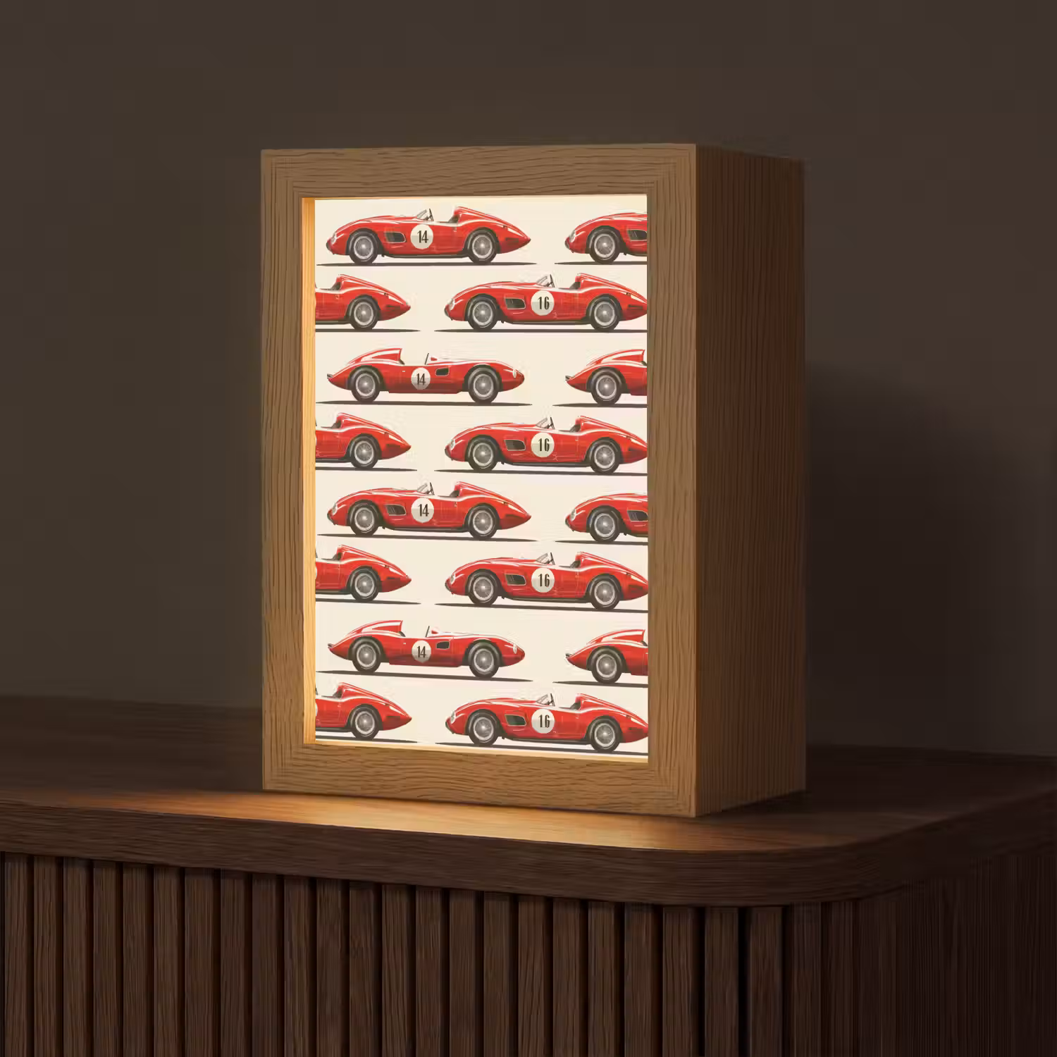Raceauto - Retro - Rood Light Box met kabel (Tafellamp) klein 925 -z3d_website