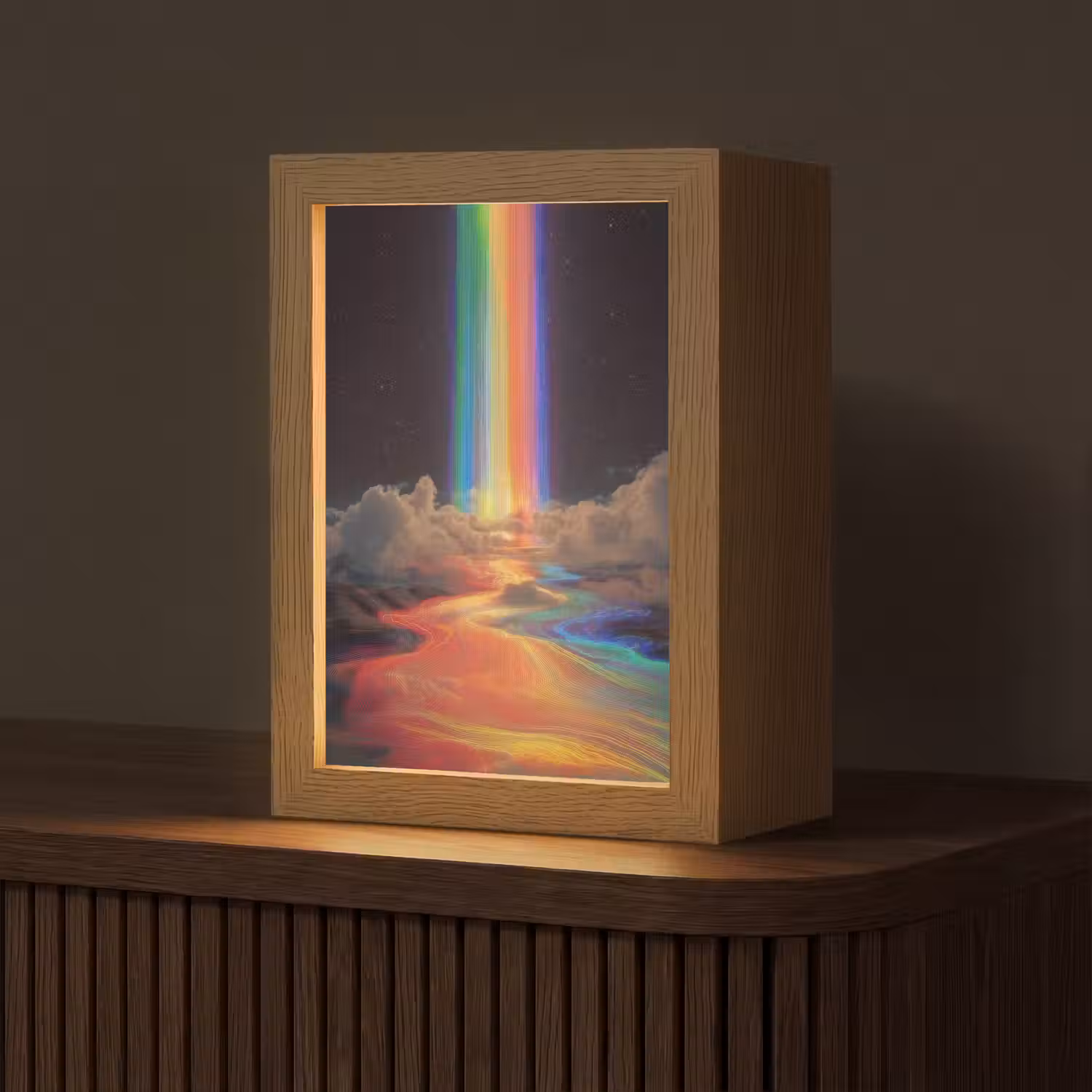 Regenboog - Verticaal - Sterrenhemel - Wolken Light Box met kabel (Tafellamp) klein -z3d_website