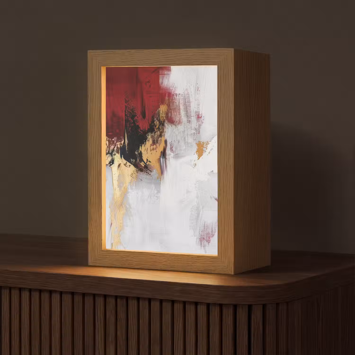 Rood - Marmer - Abstract - Goud - Modern Light Box met kabel (Tafellamp) klein -z3d_website