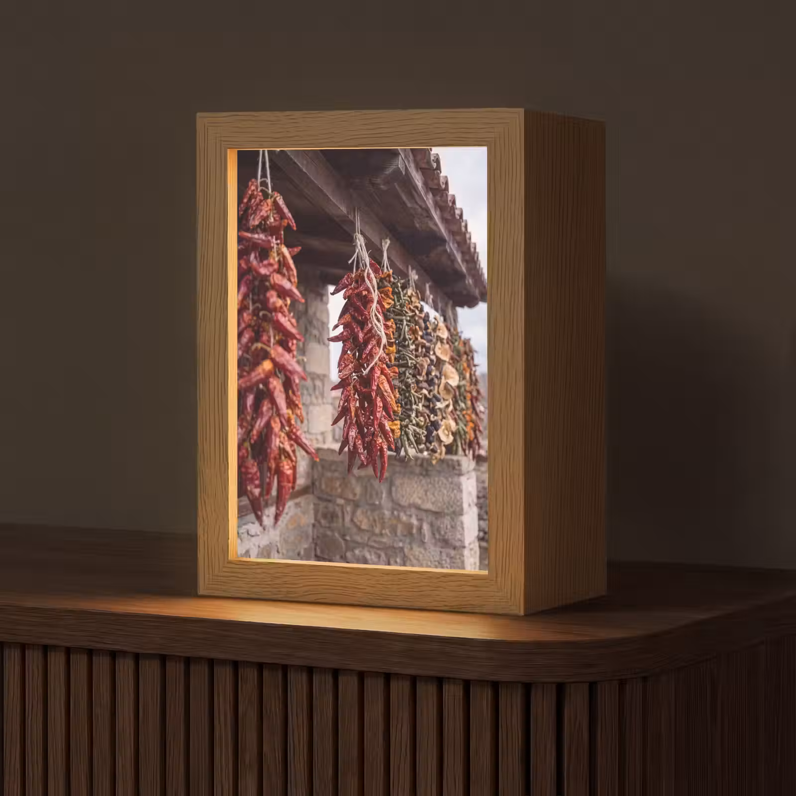 Table Lamp - Red Peppers - Food - Rode pepers - Eten Light Box met kabel (Tafellamp) klein