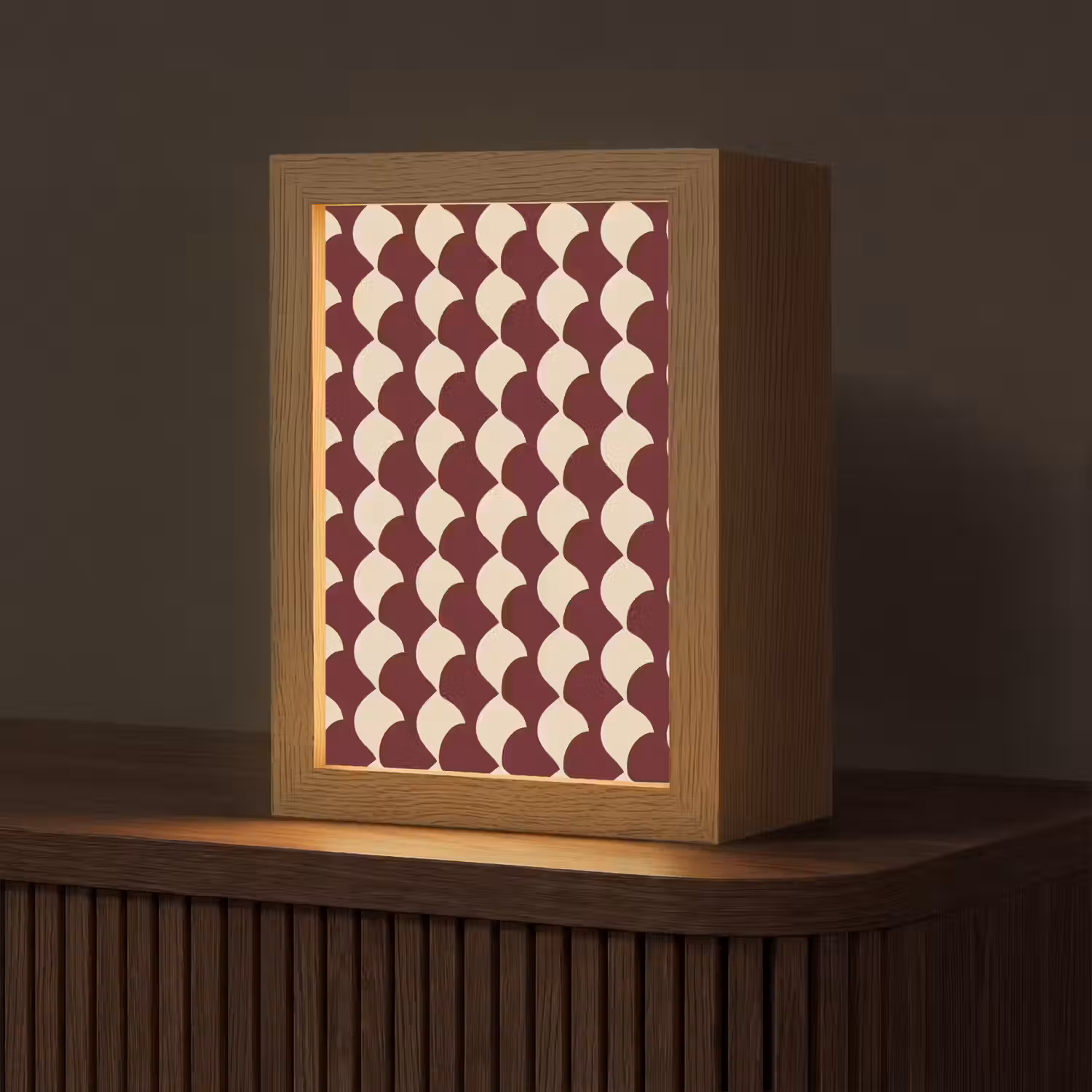 Rood - Tegelpatroon - Crème Light Box met kabel (Tafellamp) klein 925 -z3d_website