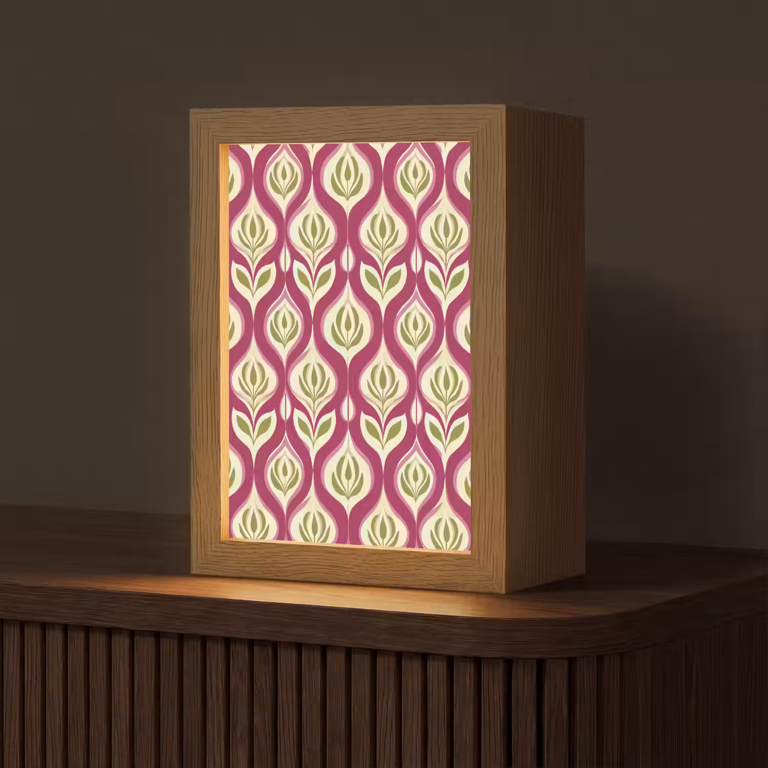 Retro - Floraal - Paars Light Box met kabel (Tafellamp) klein 925 -z3d_website