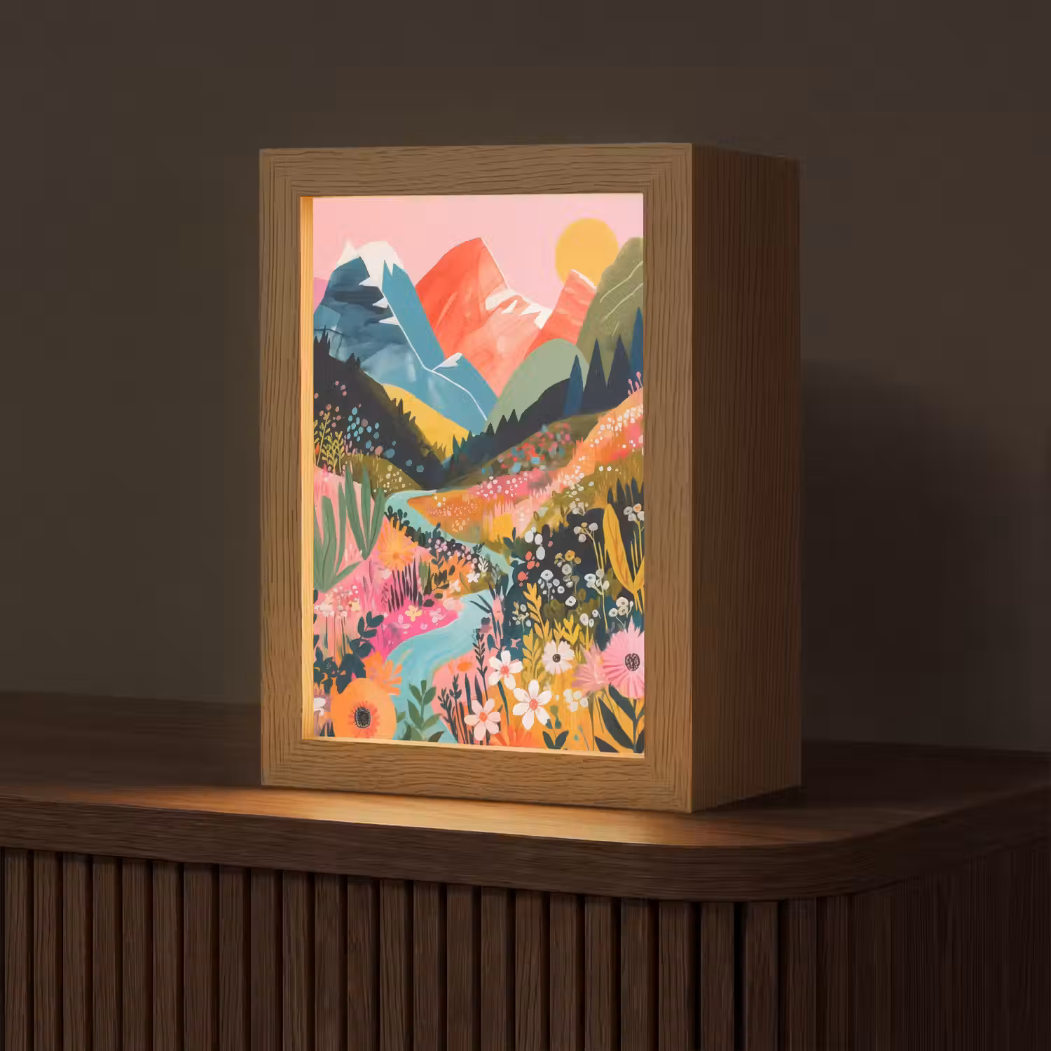 Rivier - Diepte - Bloemen Light Box met kabel (Tafellamp) klein -z3d_website