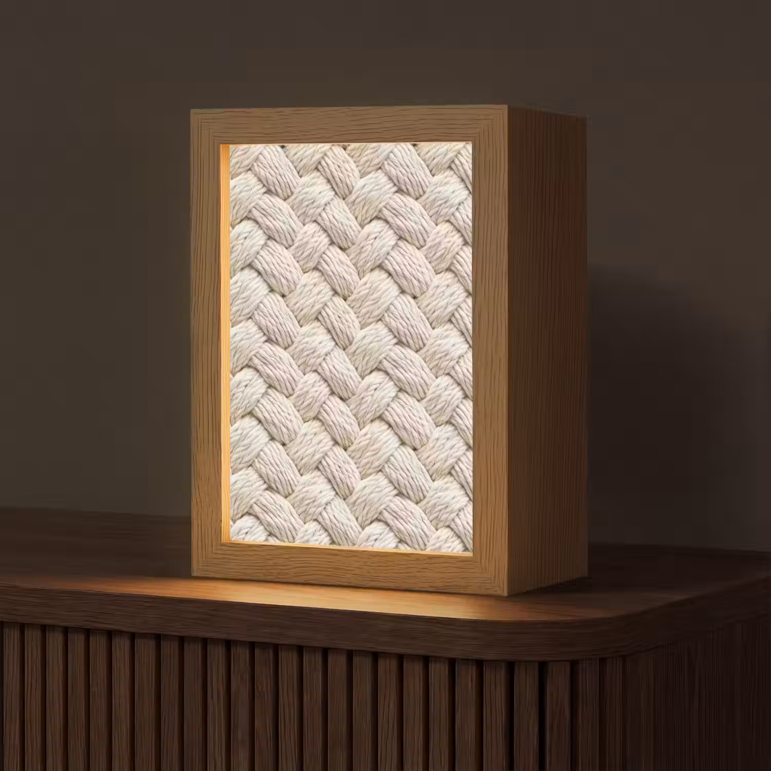 Touw - Gebreid - Beige Light Box met kabel (Tafellamp) klein 925 -z3d_website