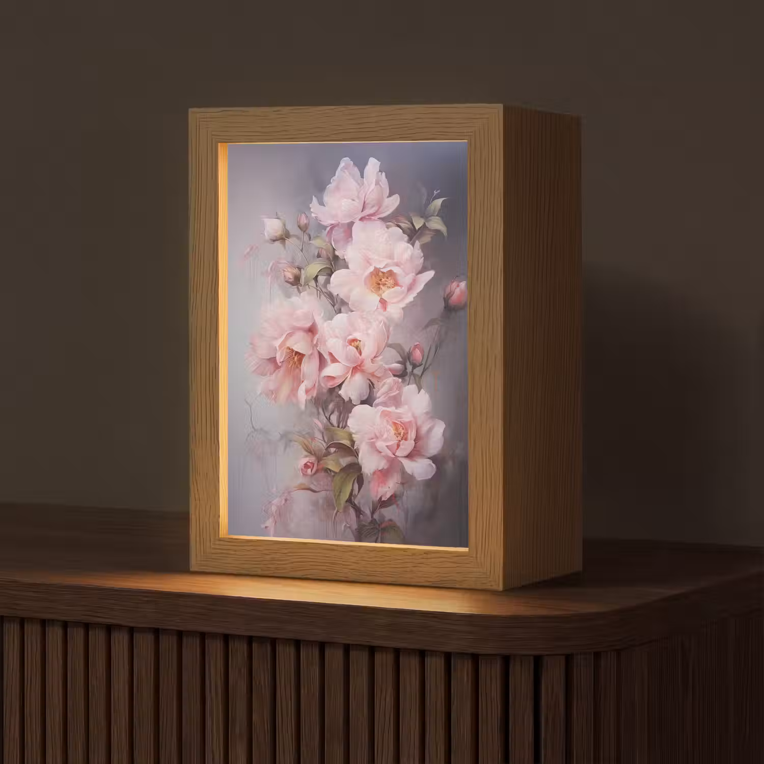 Rozen - Bloemen - Roze - Kunst - Watercolor Light Box met kabel (Tafellamp) klein -z3d_website