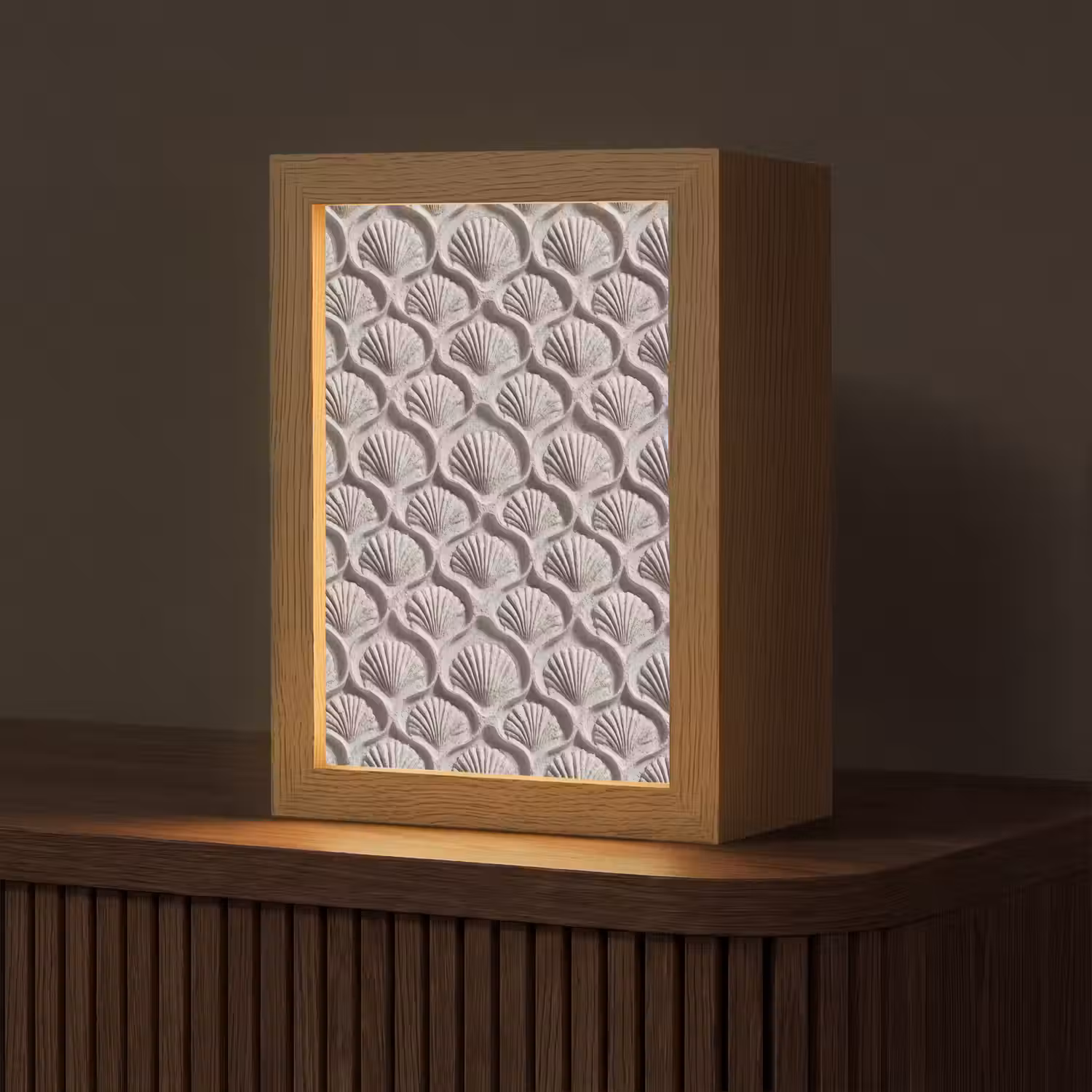 Zand - Schelpenvorm - Grijs Light Box met kabel (Tafellamp) klein 925 -z3d_website