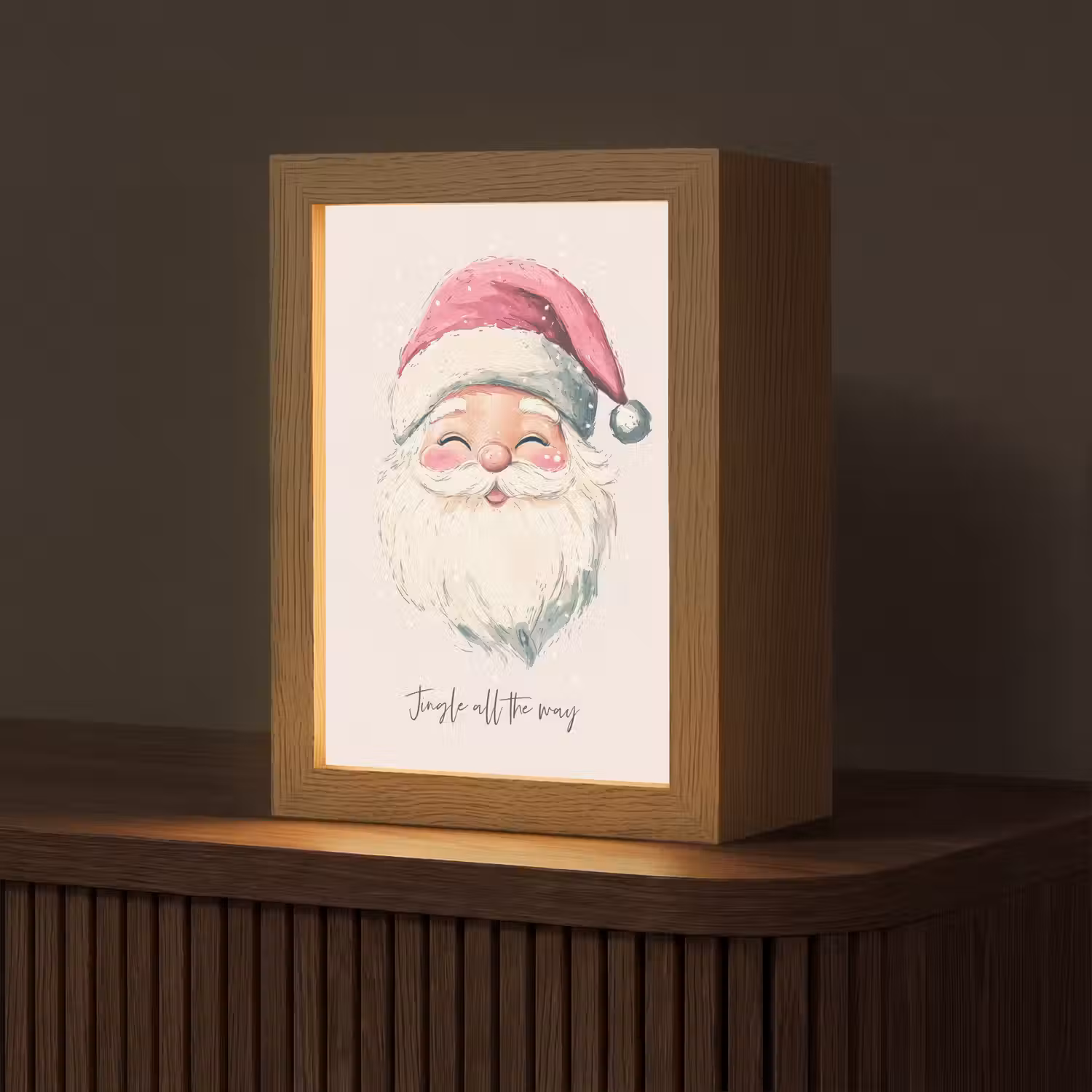 Kerstman - Kerst - Quote - Beige Light Box met kabel (Tafellamp) klein -z3d_website