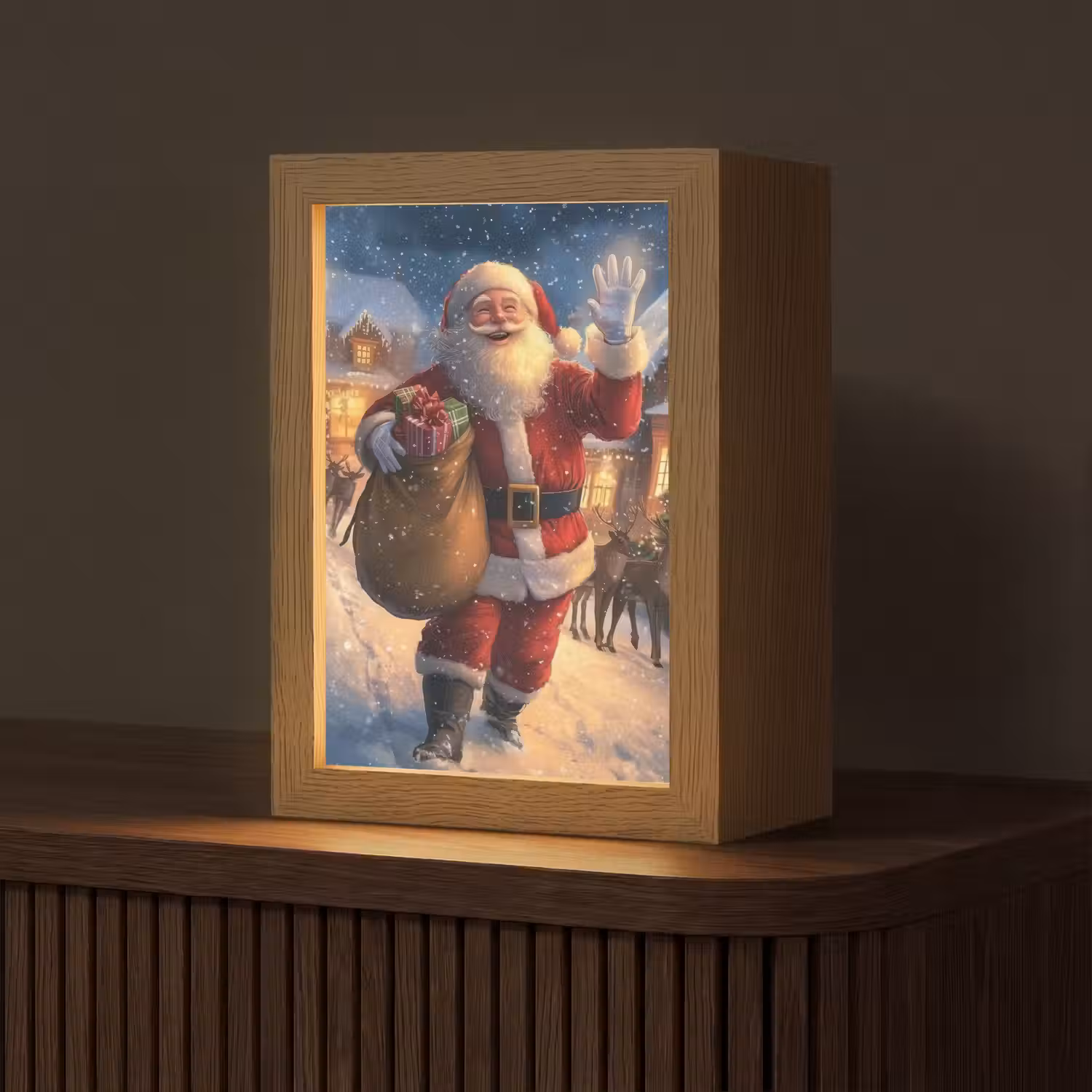 Kerstman - Dorp - Hert - Donker Light Box met kabel (Tafellamp) klein -z3d_website