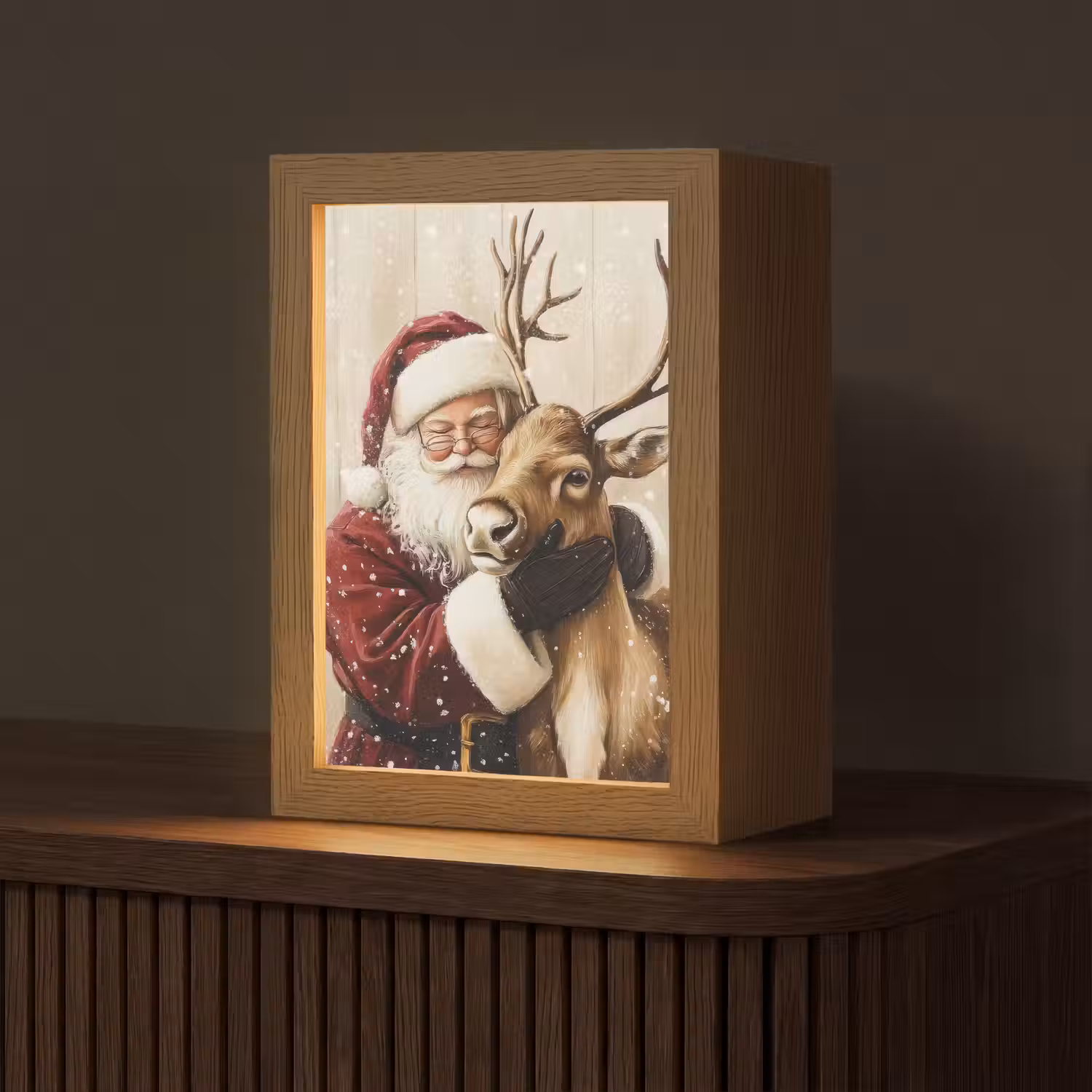 Kerstman - Rendier - Sneeuw - Kleurrijk Light Box met kabel (Tafellamp) klein -z3d_website