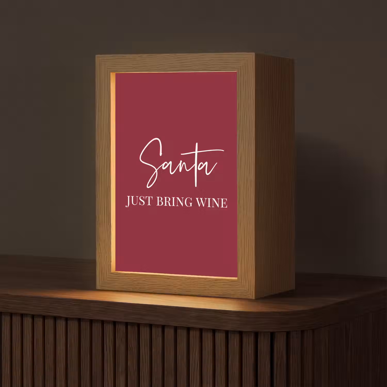 Santa - Wine - Rood - Kerst - Kerstman Light Box met kabel (Tafellamp) klein -z3d_website