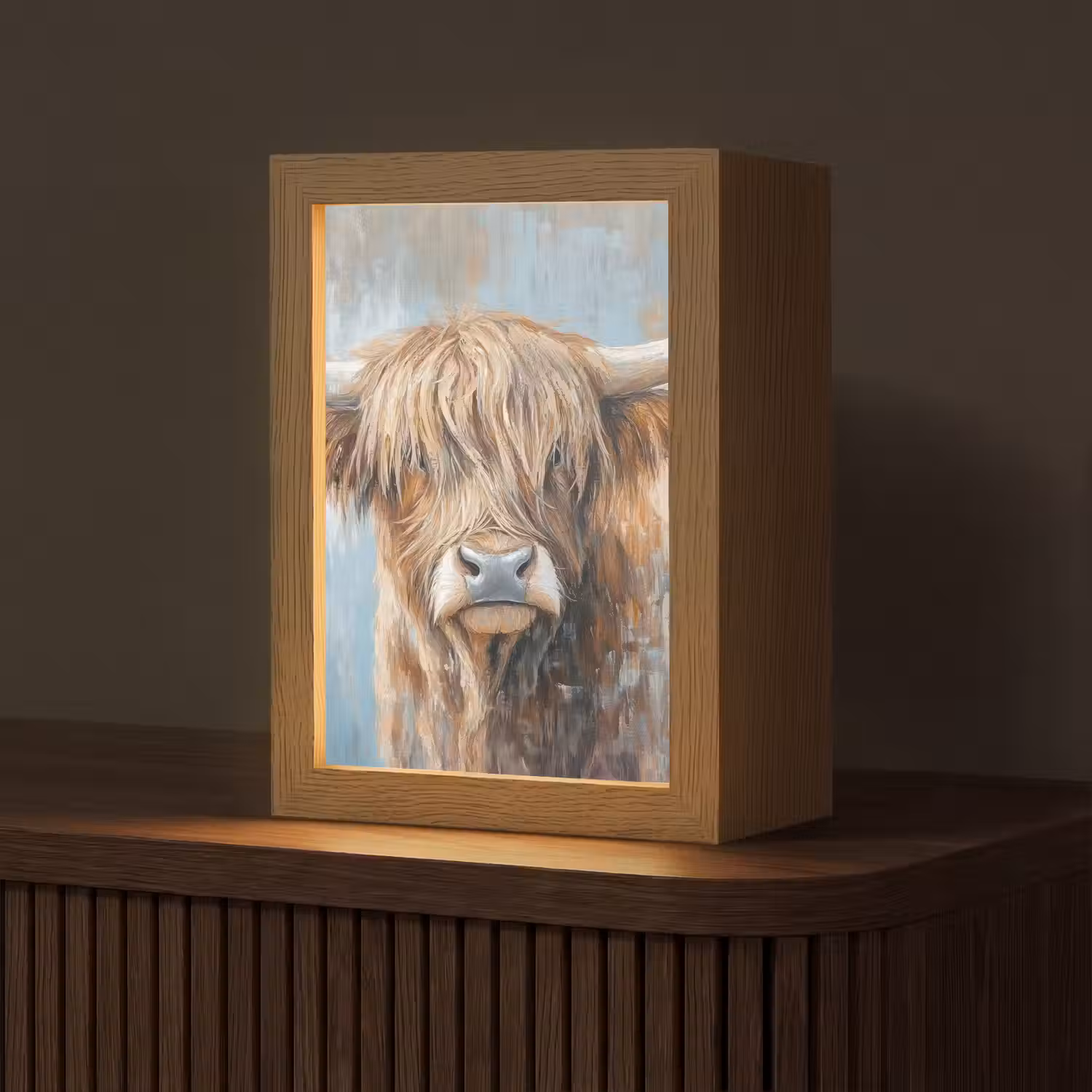 Schotse hooglander - Dieren - Koe - Street art Light Box met kabel (Tafellamp) klein -z3d_website