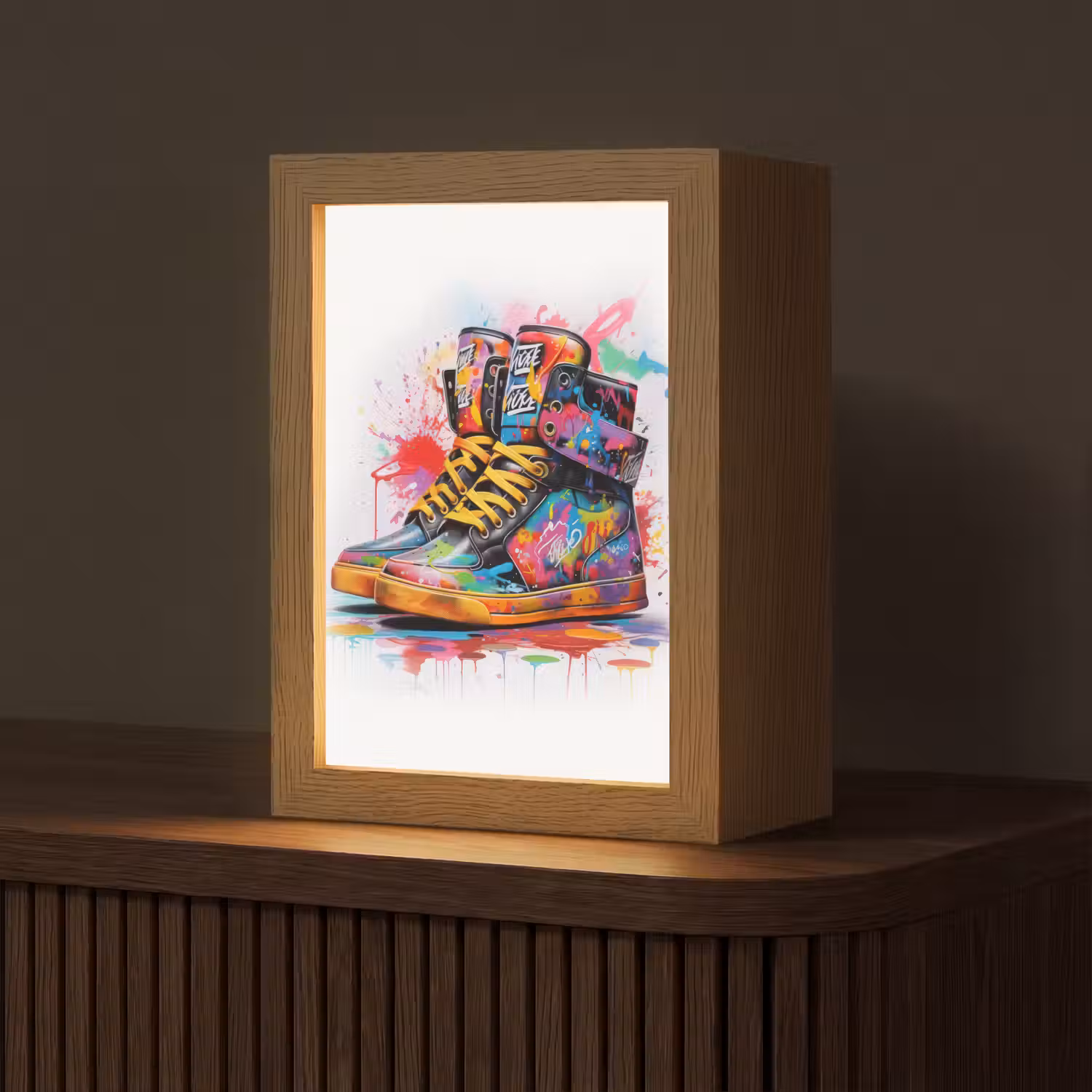 Schoenen - Graffiti - Wit - Kleuren Light Box met kabel (Tafellamp) klein -z3d_website
