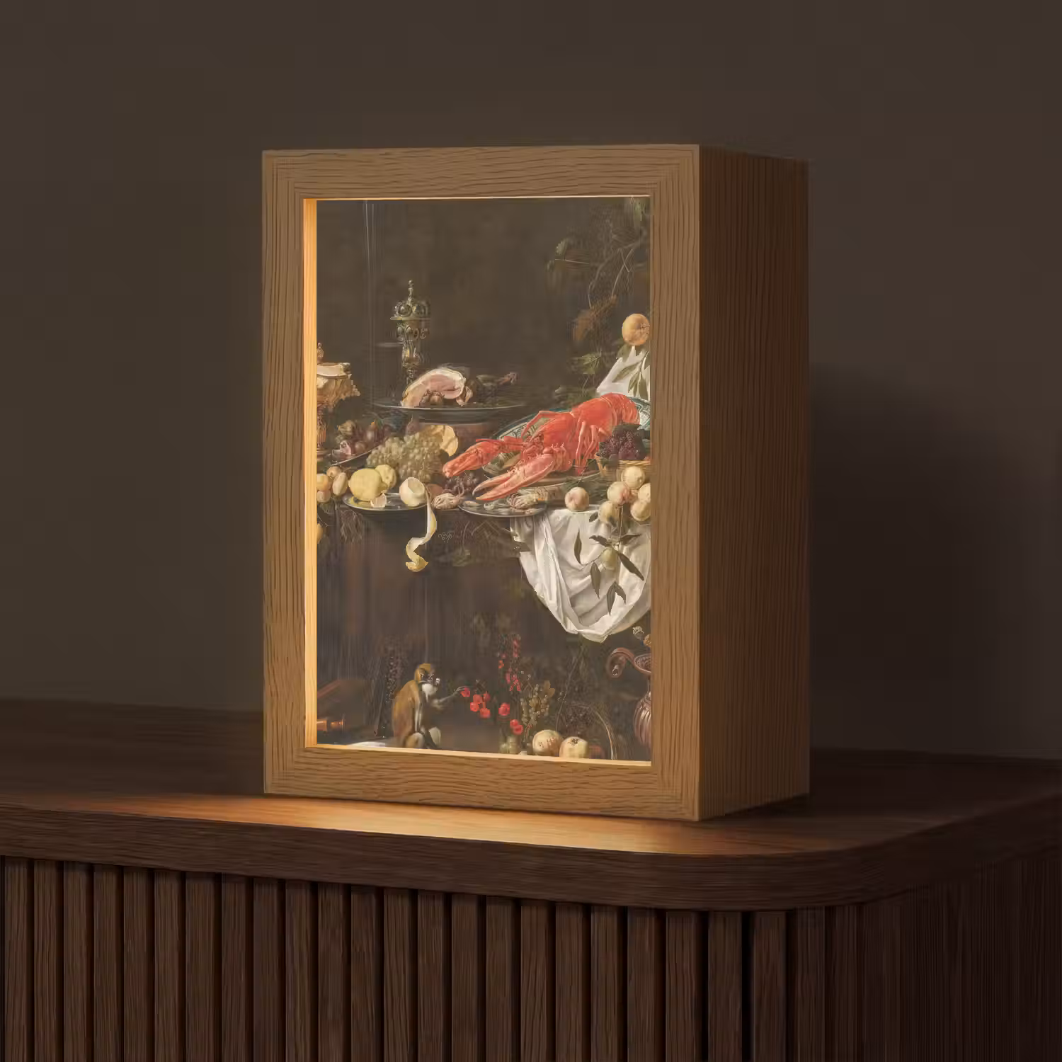 Pronkstilleven - Adriaen van Utrecht - Olieverf Light Box met kabel (Tafellamp) klein -z3d_website