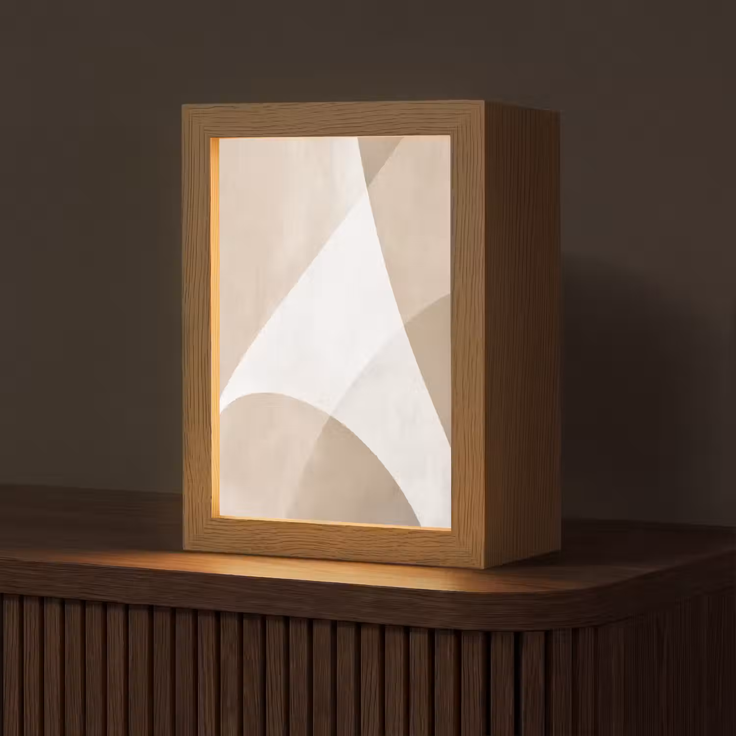 Vloeiende vlakken - Harmonieus - Golvend Light Box met kabel (Tafellamp) klein -z3d_website