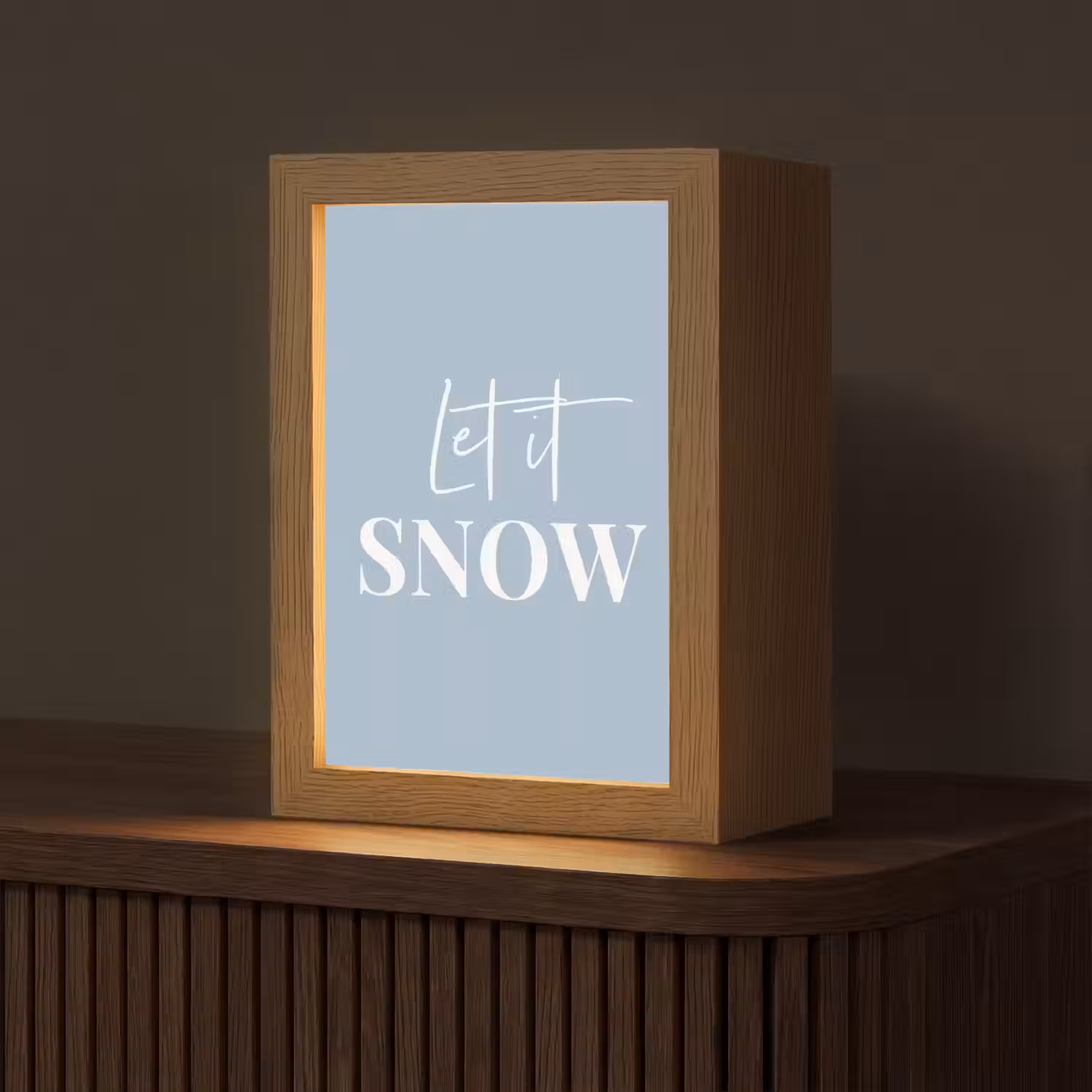 Sneeuw - Winter - Blauw - Let it snow Light Box met kabel (Tafellamp) klein -z3d_website