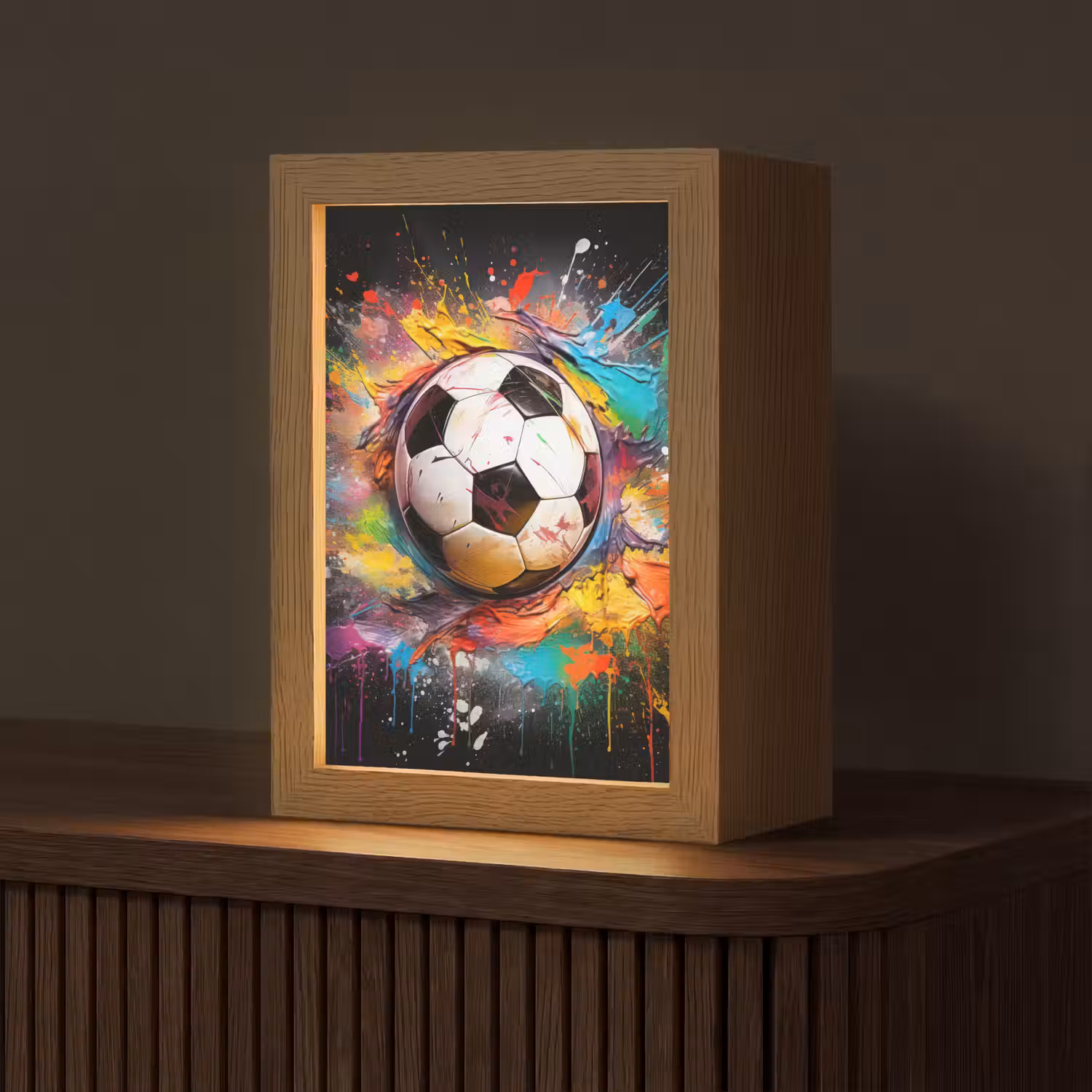 Voetbal - Verf - Kleuren - Zwart - Wit Light Box met kabel (Tafellamp) klein -z3d_website