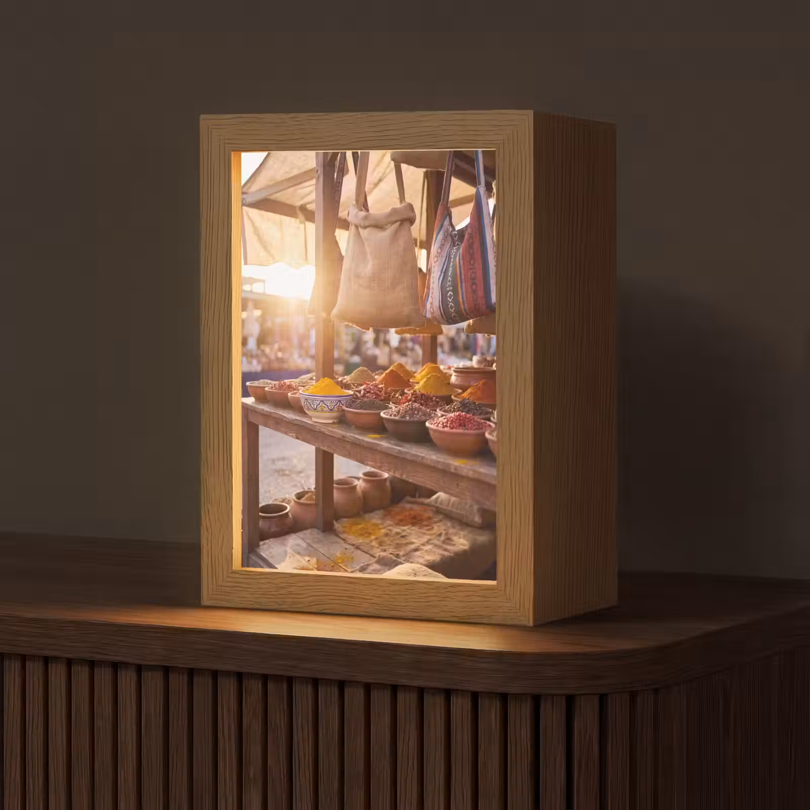 Table Lamp - Spices - Market - Colorful - Specerijen - Markt - Kleurrijk Light Box met kabel (Tafellamp) klein