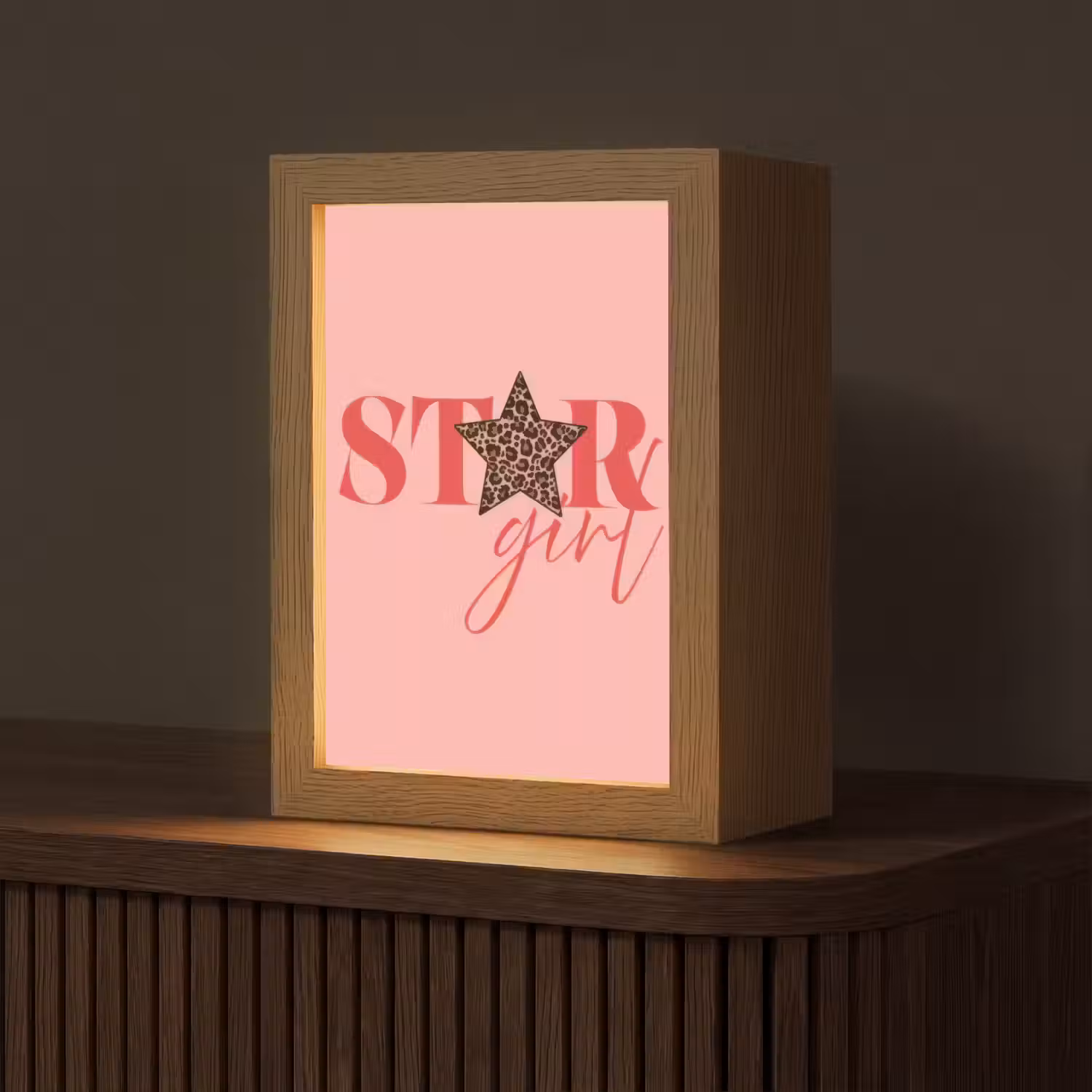 Star girl - Roze - Panter - Ster Light Box met kabel (Tafellamp) klein -z3d_website