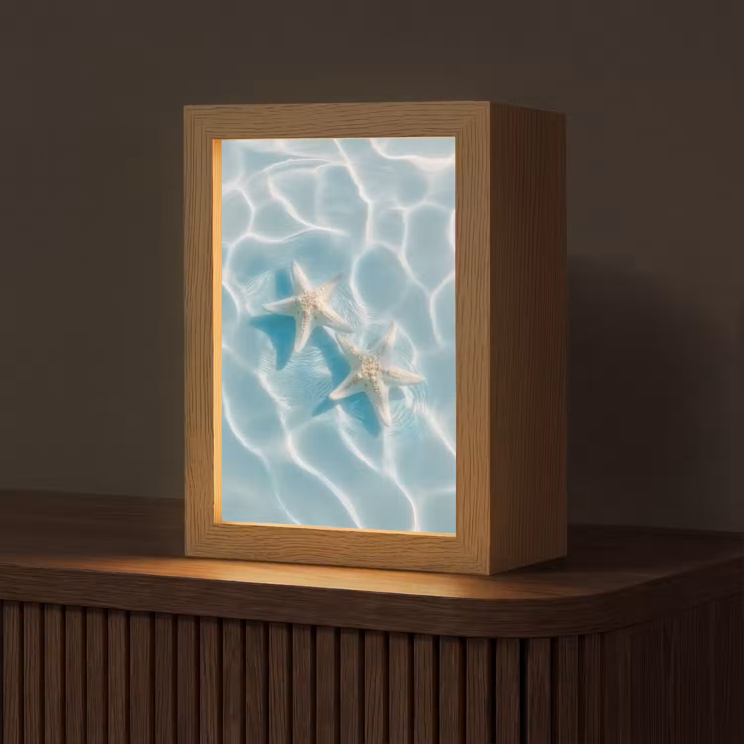 Zeesterren - Golvend water - Rustgevend Light Box met kabel (Tafellamp) klein -z3d_website