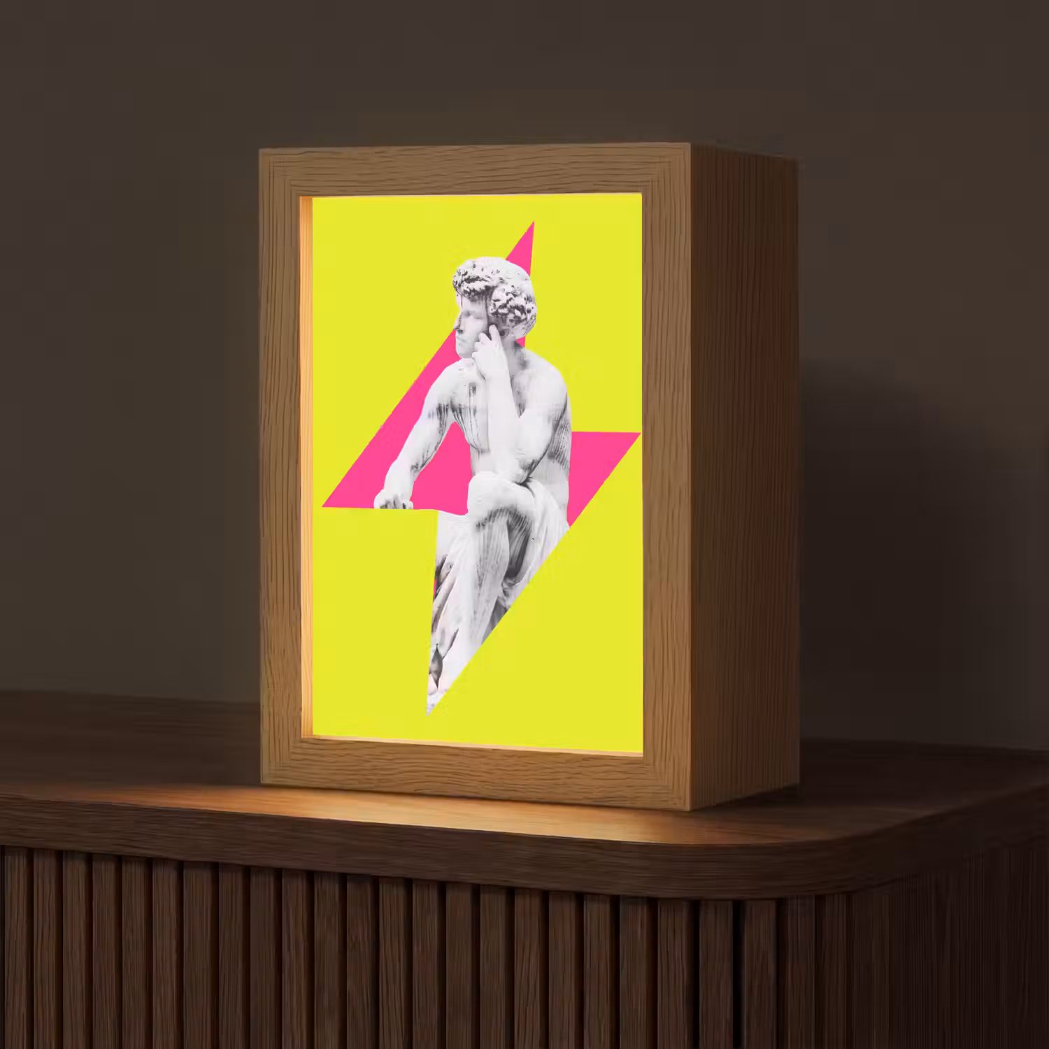 Beeld - Man - Bliksemschicht - Geel Light Box met kabel (Tafellamp) klein -z3d_website