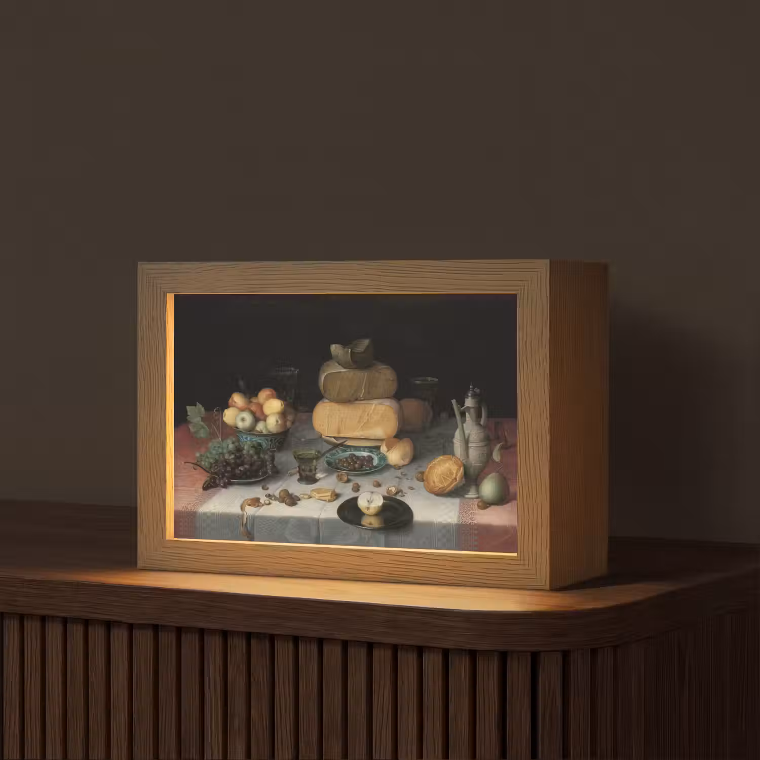 Stilleven met kazen - Kunstwerk - Oude meesters Light Box met kabel (Tafellamp) klein -z3d_website