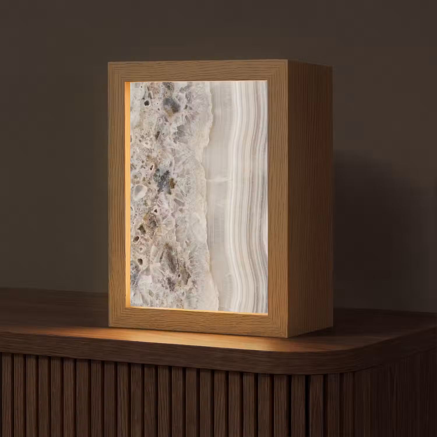 Steen - Textuur - Abstract - Beige - Wit Light Box met kabel (Tafellamp) klein -z3d_website
