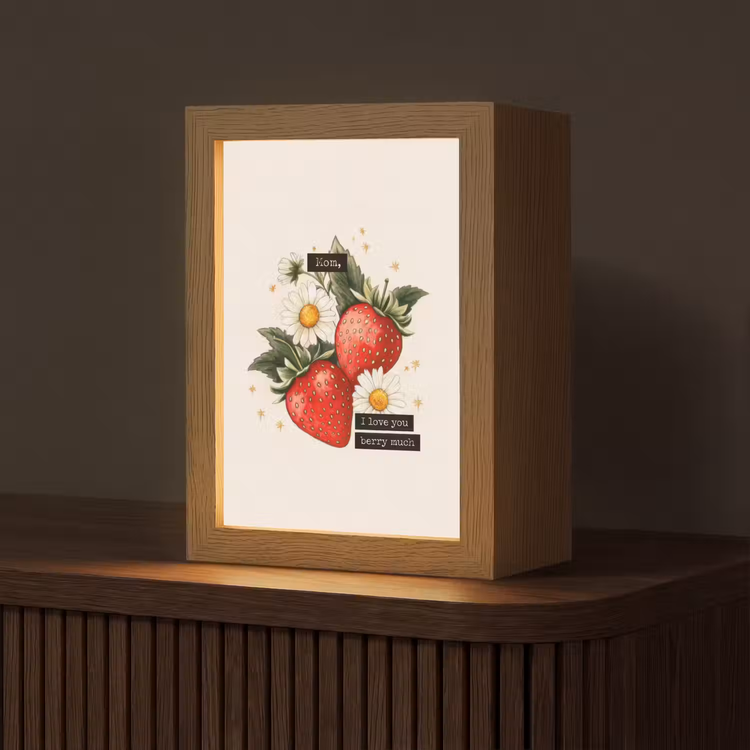 Aardbeien - Madeliefjes - Quote - Sterretjes Light Box met kabel (Tafellamp) klein -z3d_website