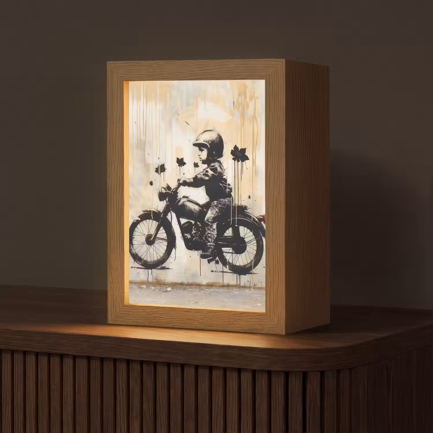 Street art - Motor - Jongen - Graffiti - Banksy Style Light Box met kabel (Tafellamp) klein -z3d_website