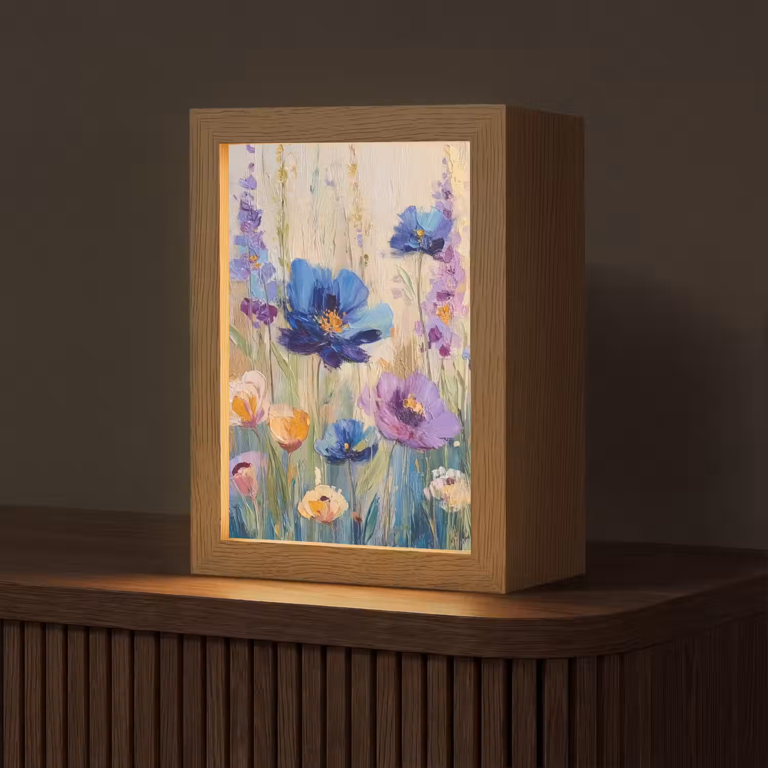 Zomers - Wilde bloemen - Penseelstreken Light Box met kabel (Tafellamp) klein -z3d_website