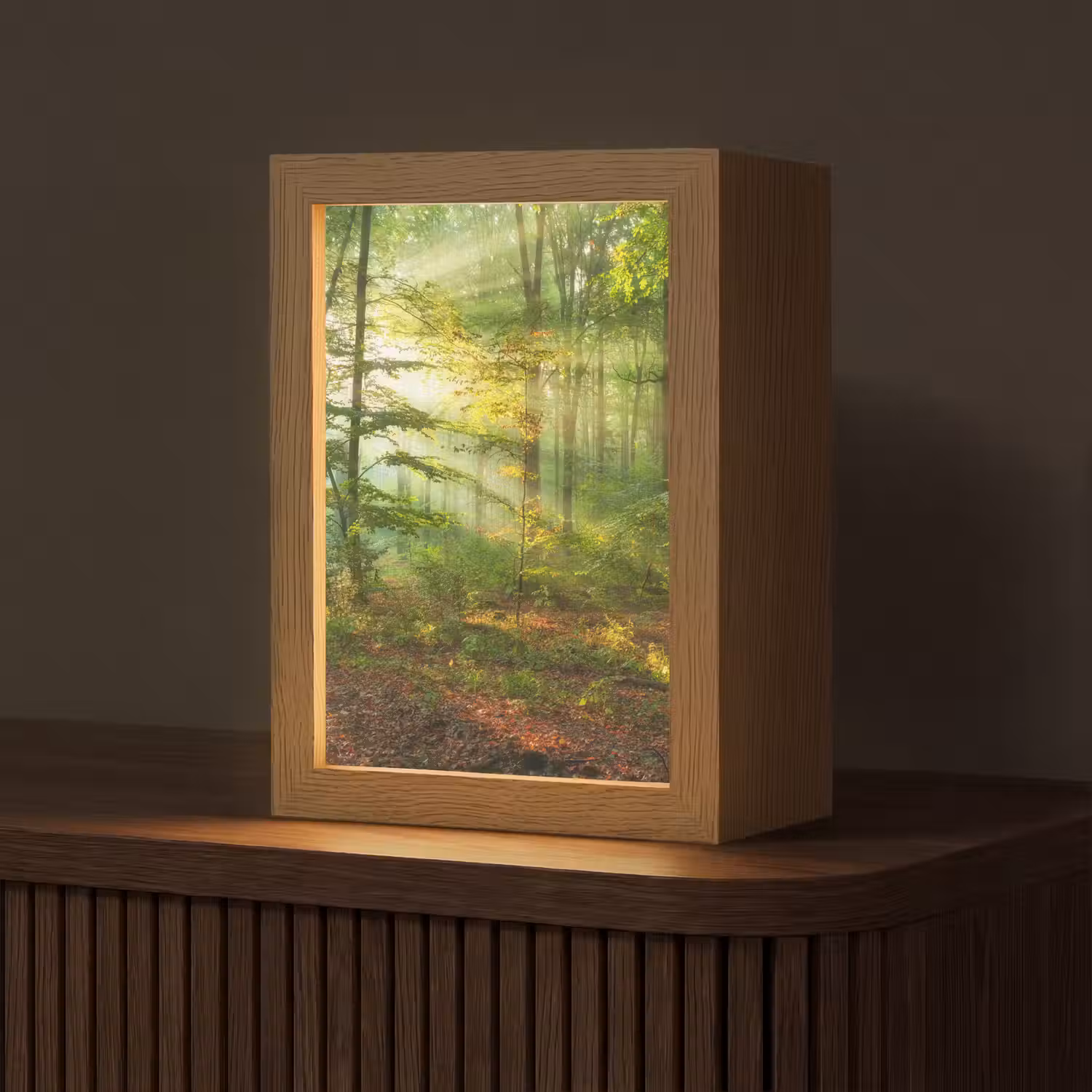 Zon - Bos - Bomen - Natuur - Herfst Light Box met kabel (Tafellamp) klein -z3d_website