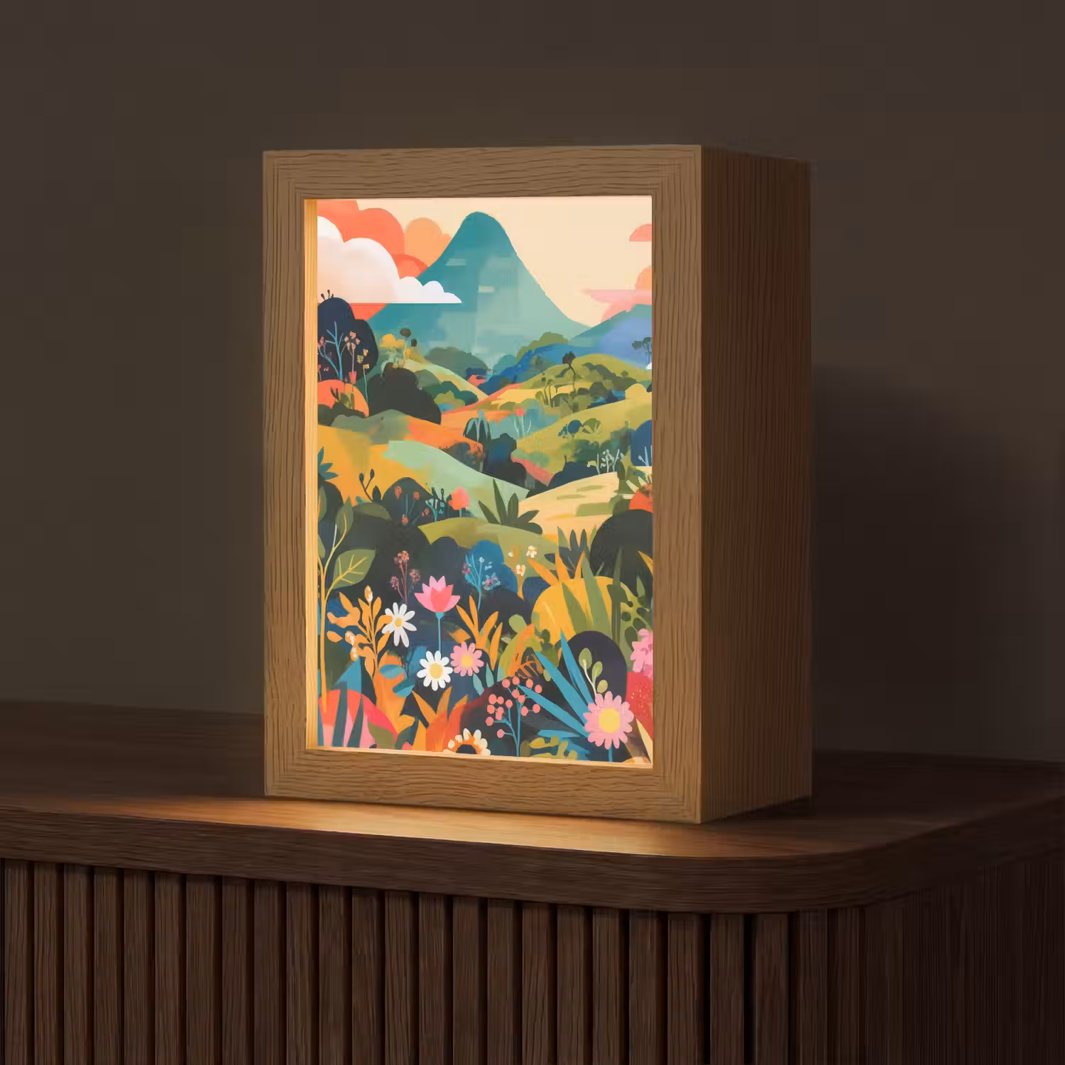 Zonlicht - Heuvels - Wolkenlucht Light Box met kabel (Tafellamp) klein -z3d_website