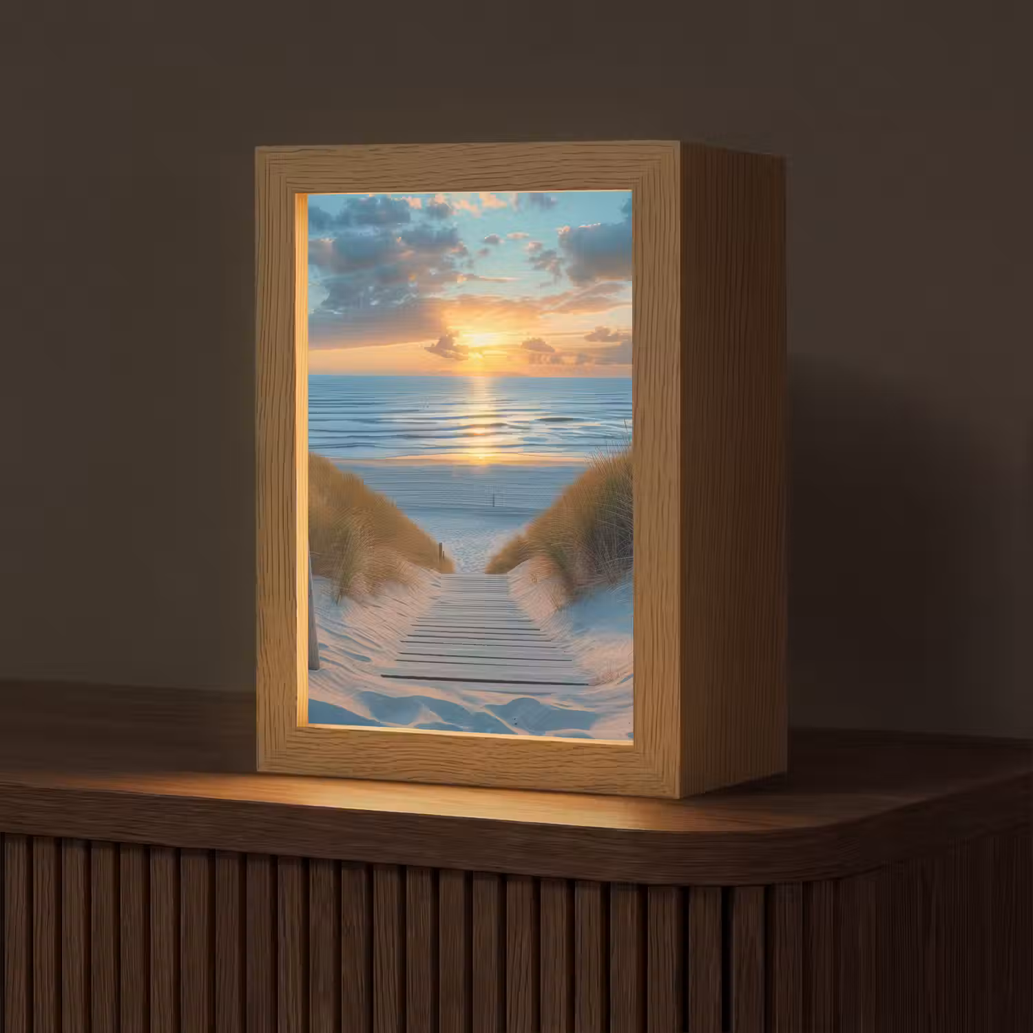 Zonsondergang - Strand - Zomer - Landschap Light Box met kabel (Tafellamp) klein -z3d_website