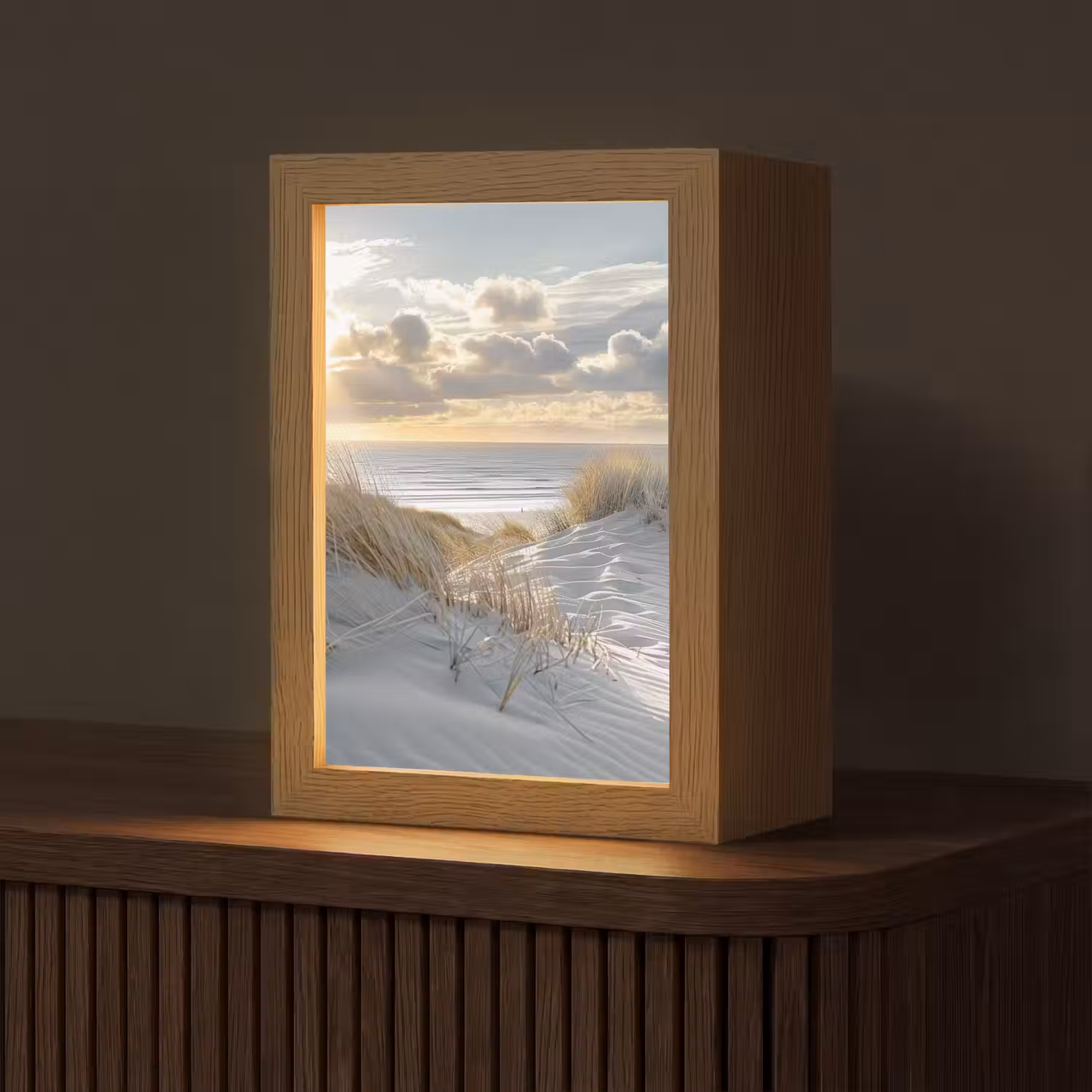 Zonsondergang - Duinen - Planten - Natuur - Strand Light Box met kabel (Tafellamp) klein -z3d_website