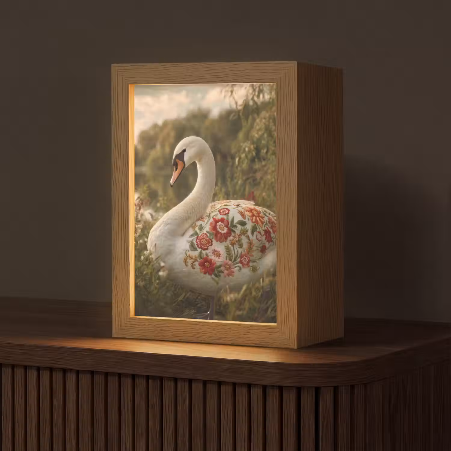Zwaan - Bloemen - Natuur Light Box met kabel (Tafellamp) klein -z3d_website