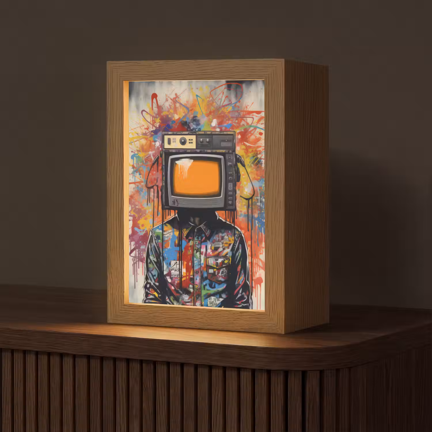 Televisie - Graffiti - Mens - Kleuren Light Box met kabel (Tafellamp) klein -z3d_website