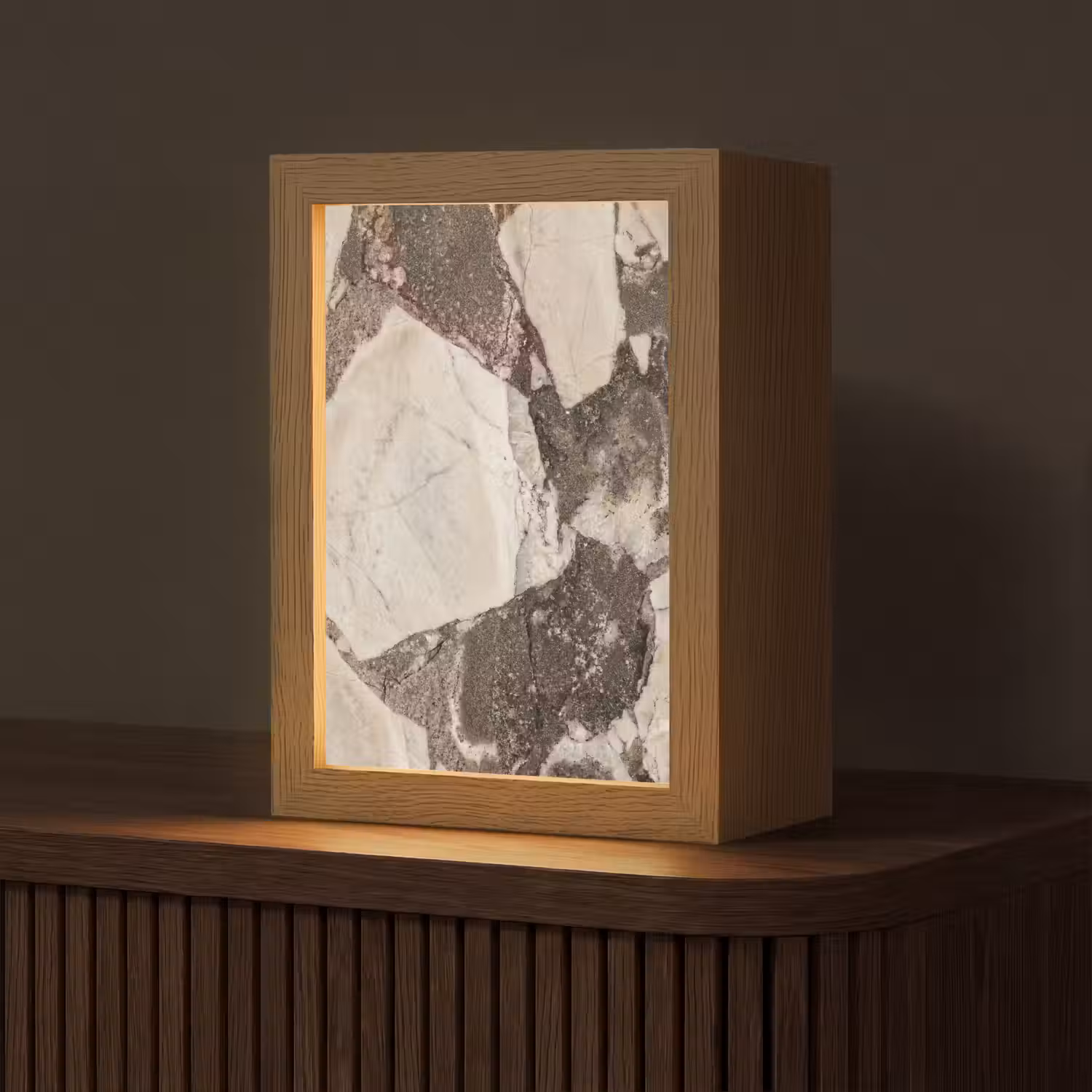 Textuur - Marmer - Abstract - Beige - Bruin Light Box met kabel (Tafellamp) klein -z3d_website