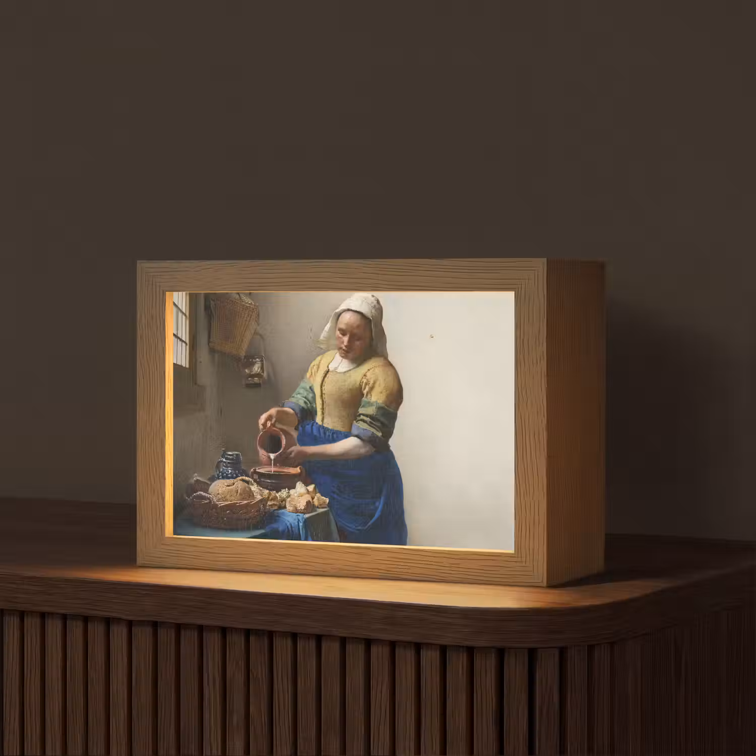 Het melkmeisje - Kunst - Oude meesters - Vermeer Light Box met kabel (Tafellamp) klein -z3d_website