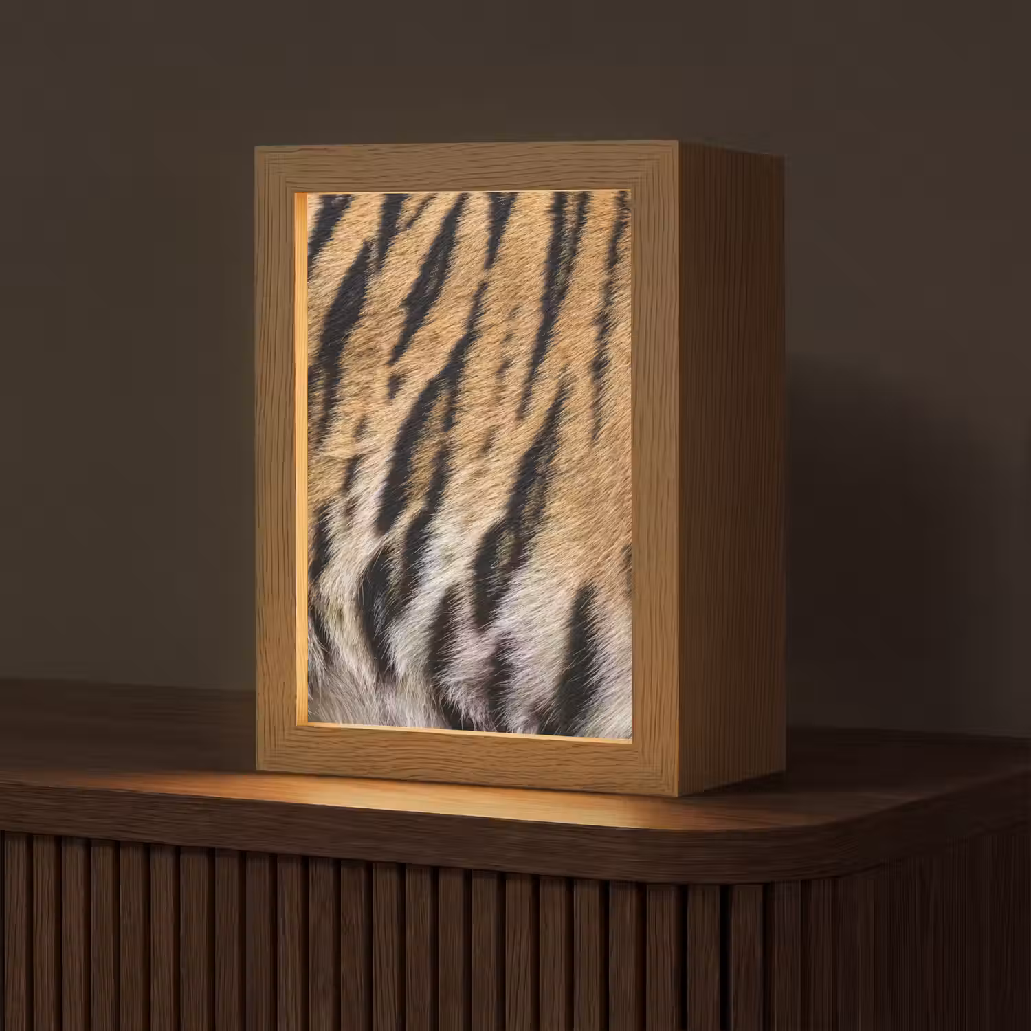Tijgervacht - Klassiek - Zwart Light Box met kabel (Tafellamp) klein -z3d_website