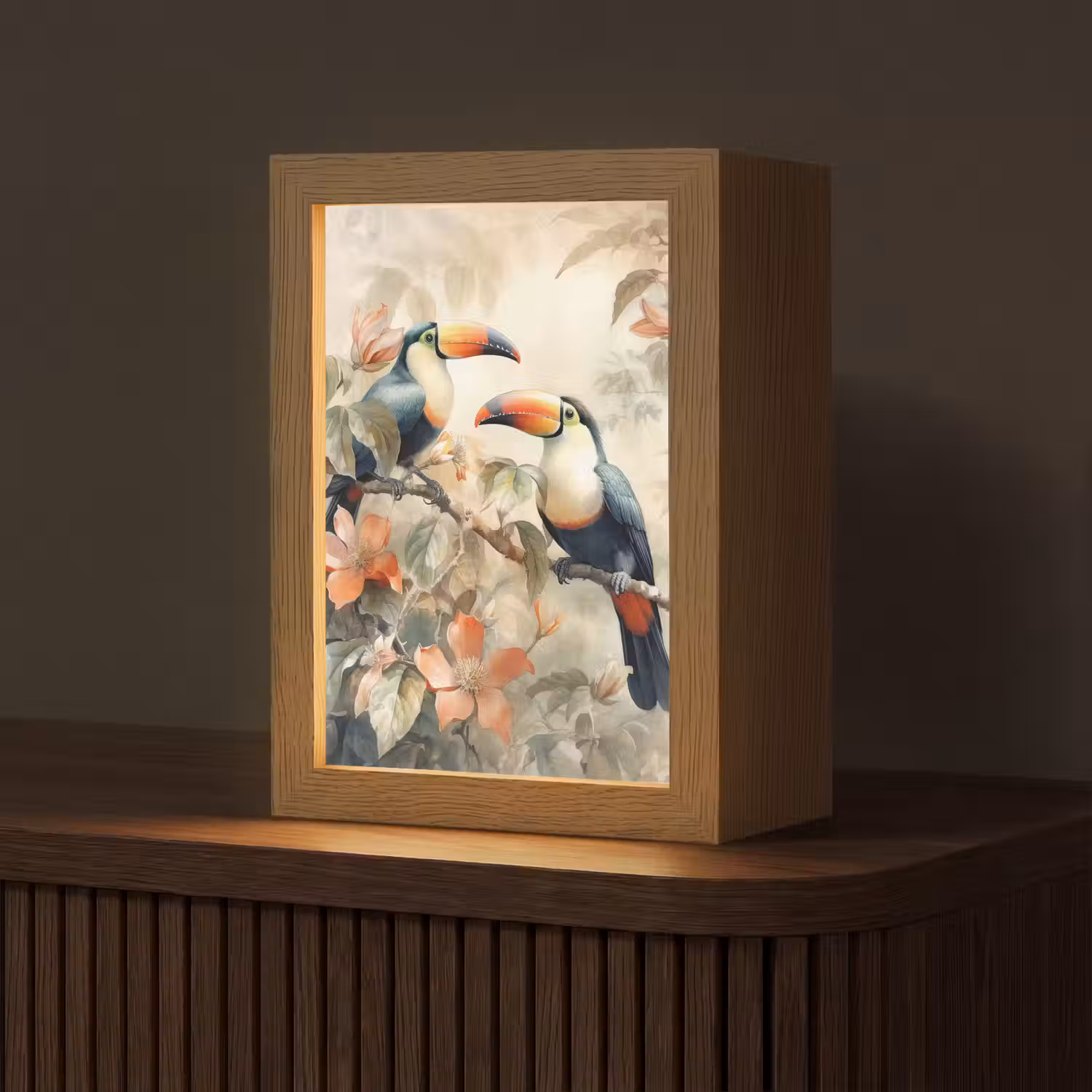 Toekan - Vogels - Bloemen - Tak Light Box met kabel (Tafellamp) klein -z3d_website