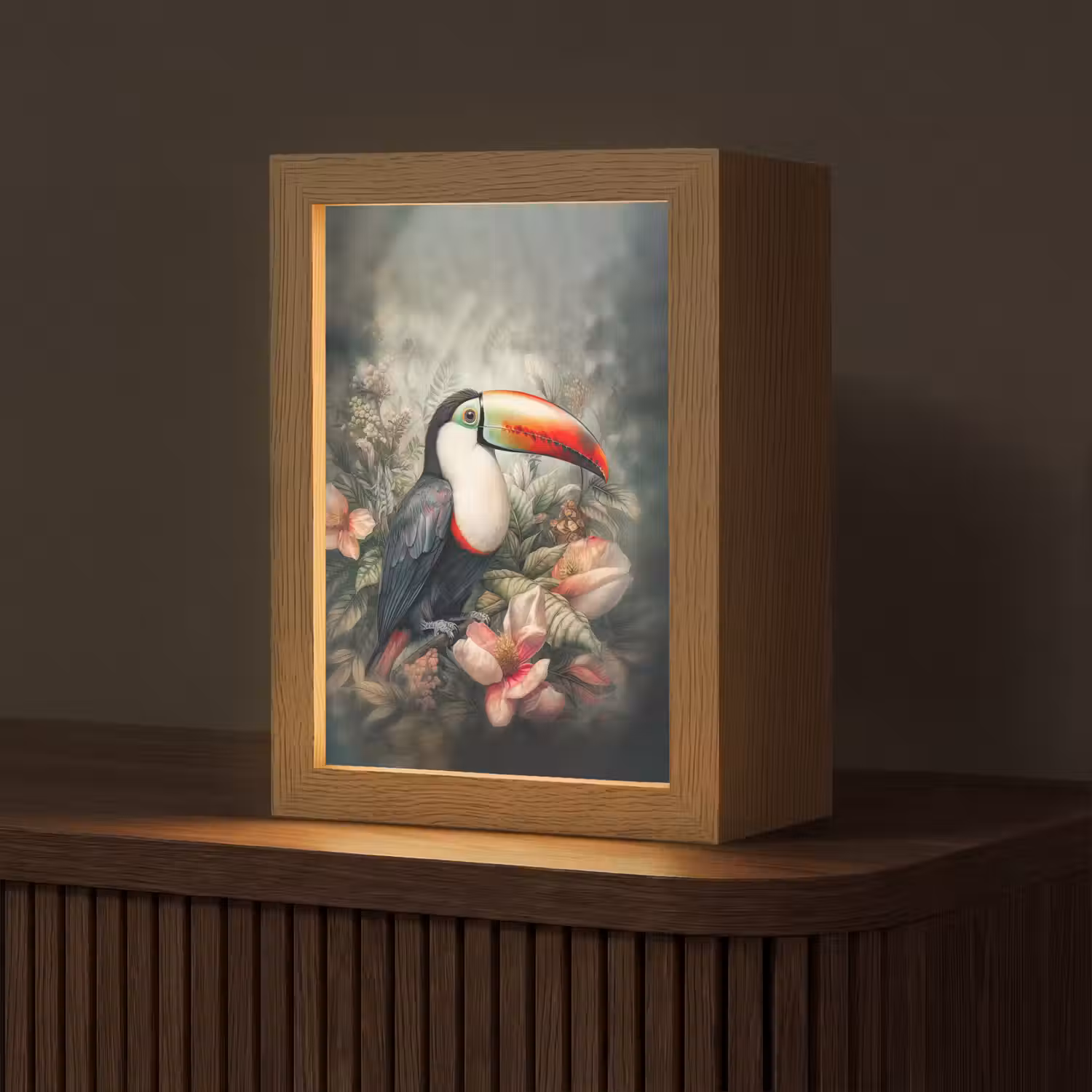 Toekan - Vogels - Bloemen - Planten - Tropisch Light Box met kabel (Tafellamp) klein -z3d_website