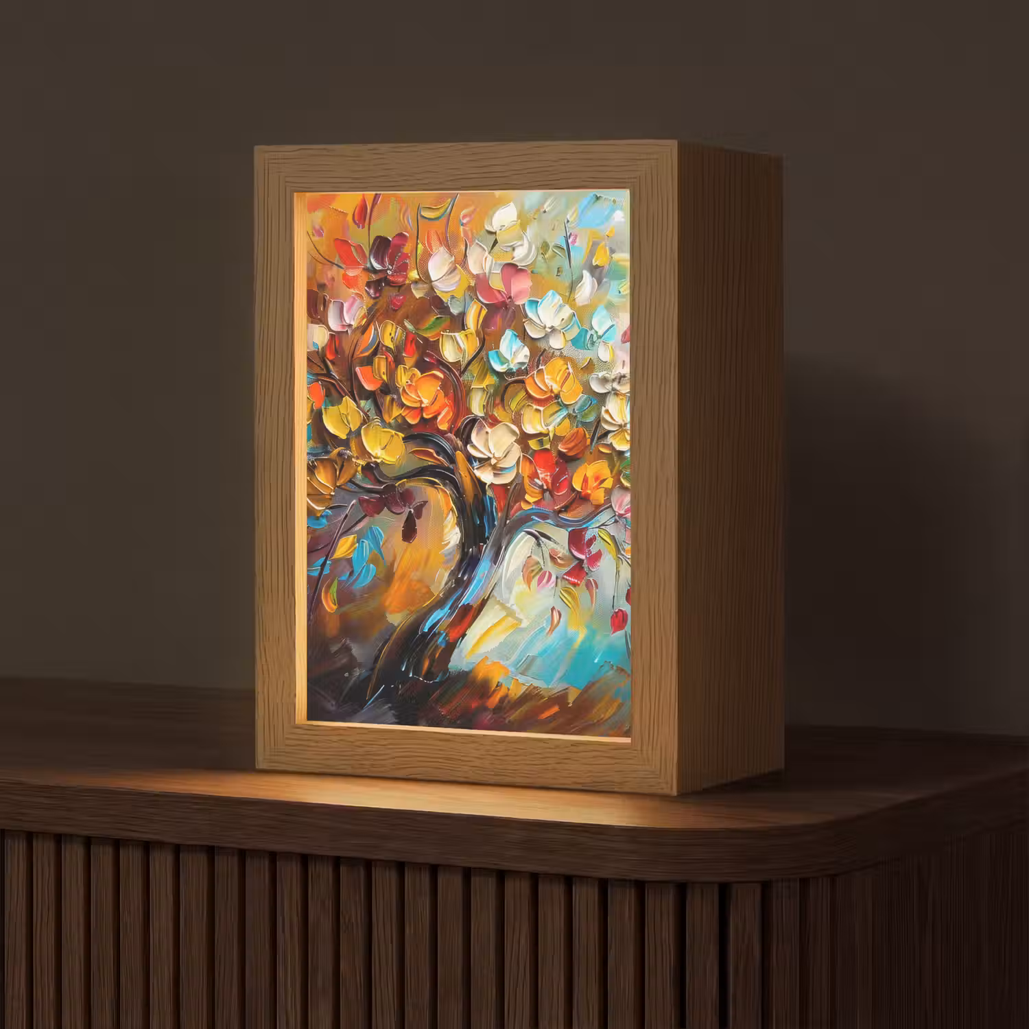 Boom - Abstract - Kleurrijk - Bloemen Light Box met kabel (Tafellamp) klein -z3d_website