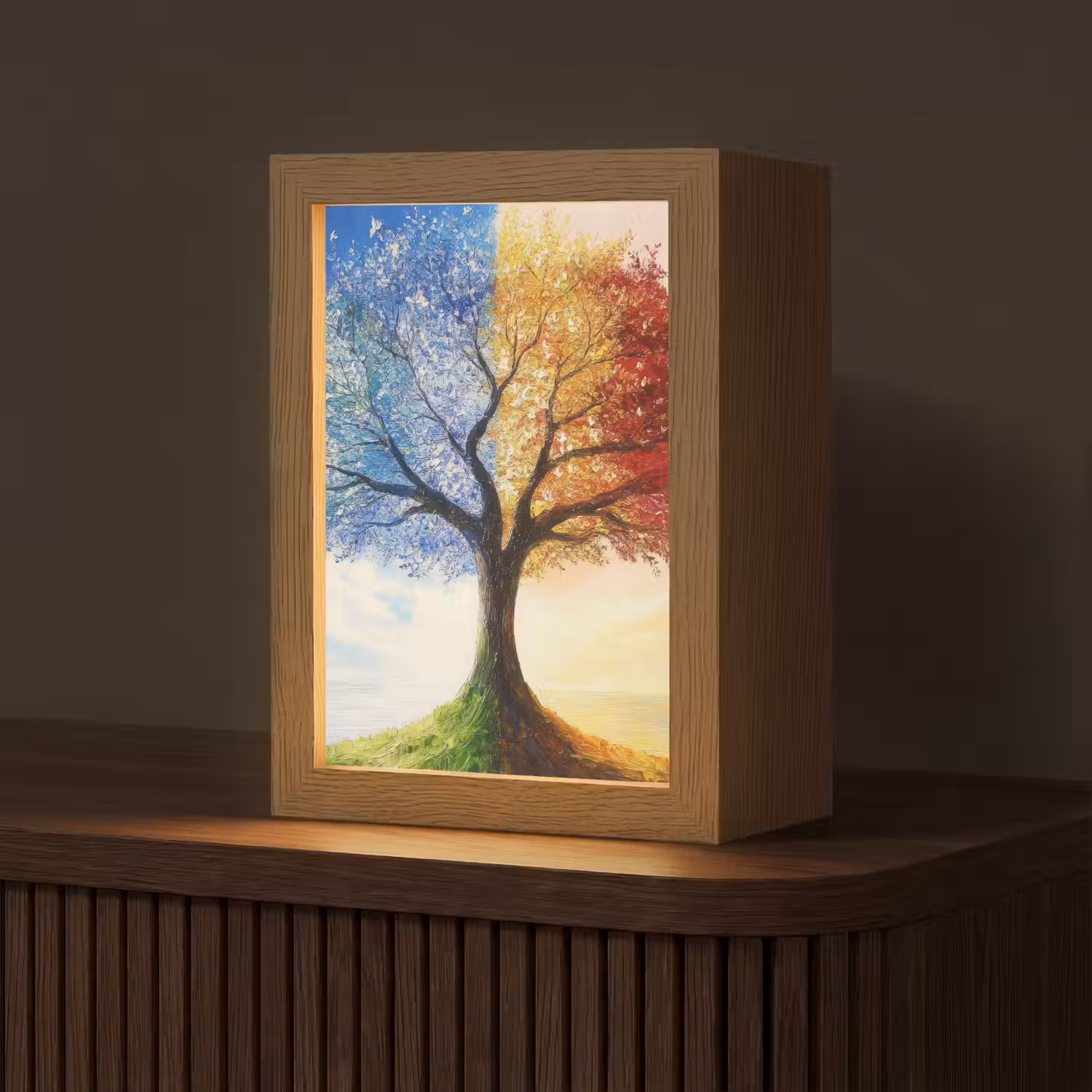 Boom - Kunst - Seizoenen - Herfst Light Box met kabel (Tafellamp) klein -z3d_website