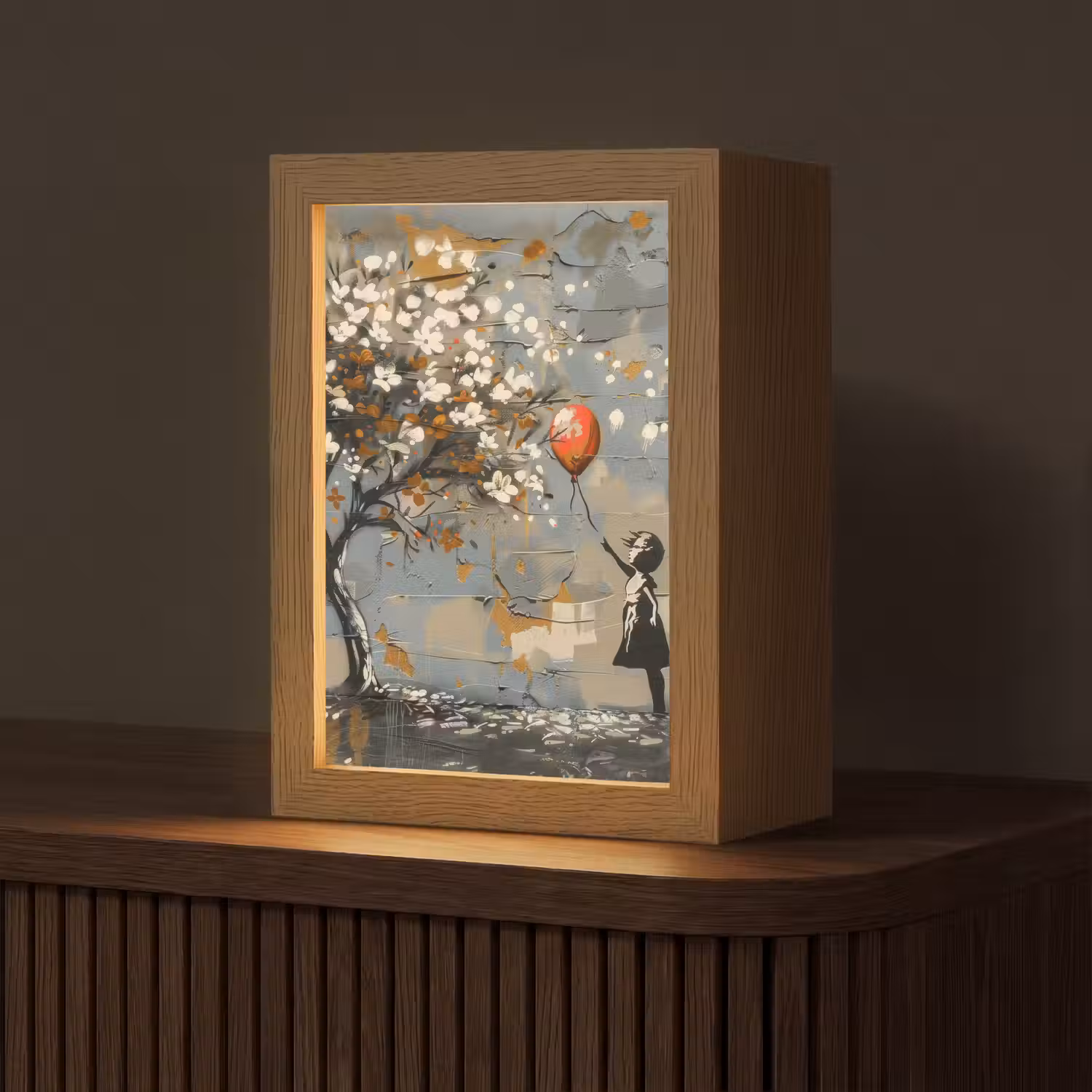 Boom - Graffiti - Banksy Style - Balloon Girl Light Box met kabel (Tafellamp) klein -z3d_website