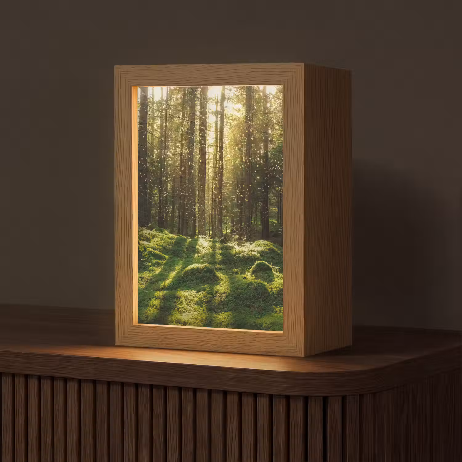 Bomen - Bos - Mos - Planten - Zon - Natuur Light Box met kabel (Tafellamp) klein -z3d_website