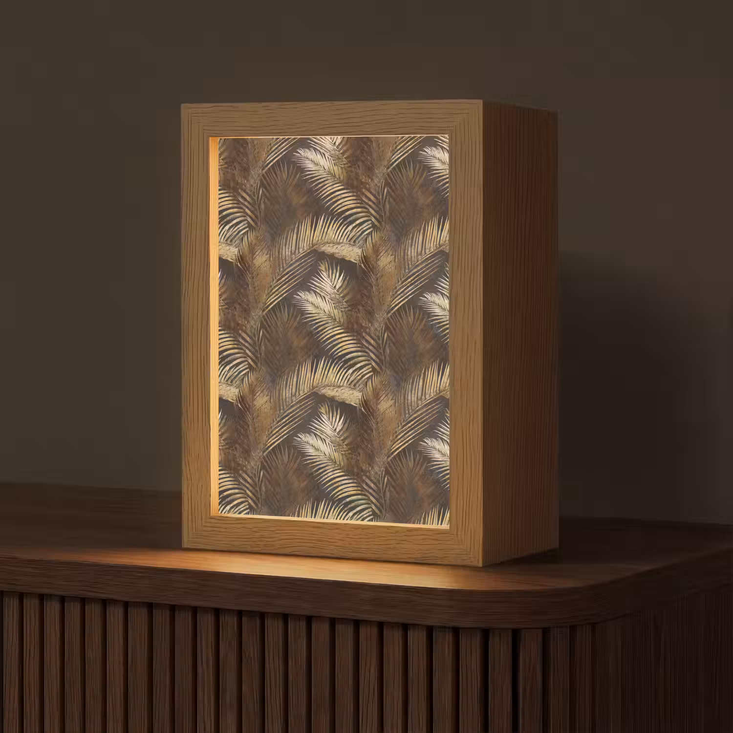 Tropisch - Bladeren - Goud Light Box met kabel (Tafellamp) klein 925 -z3d_website