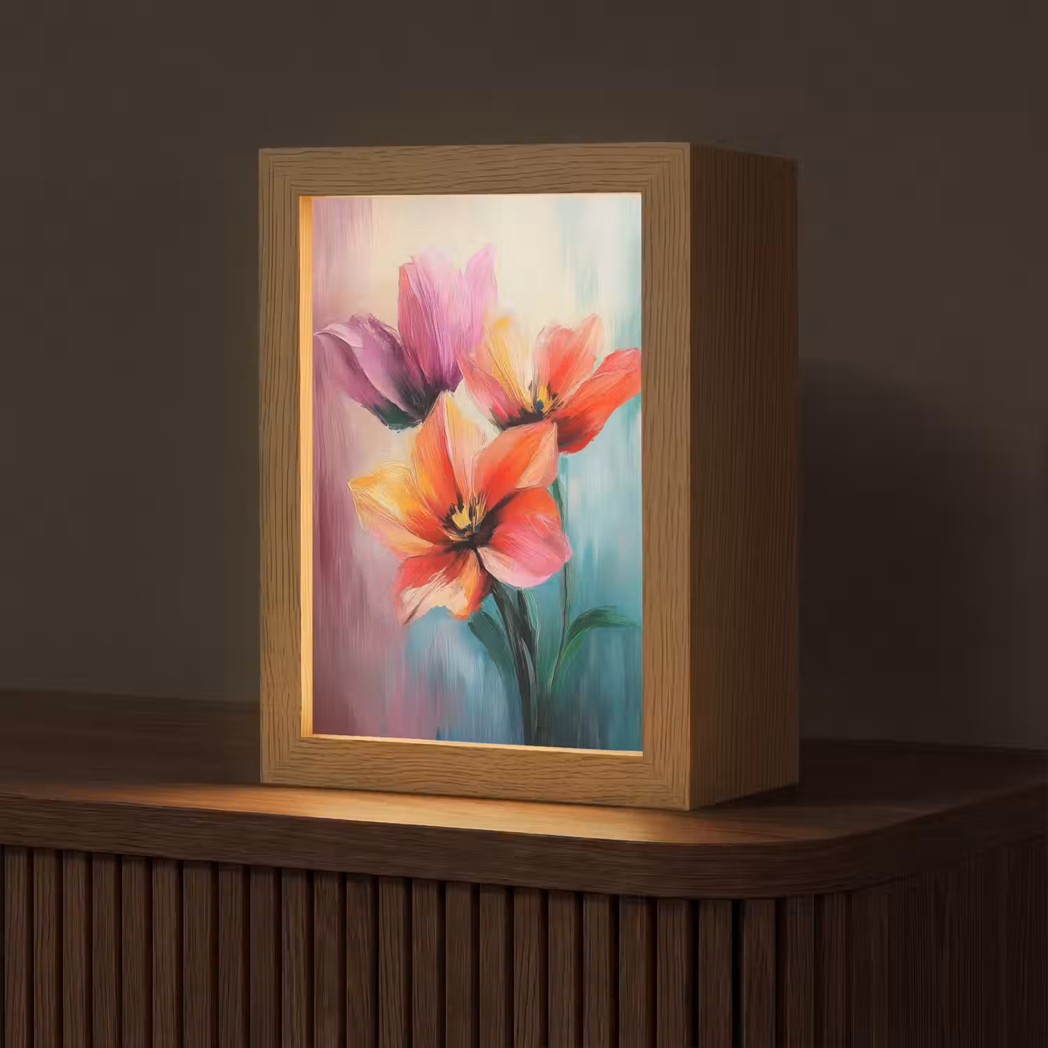 Tulpen - Lichtreflecties - Kleurverloop Light Box met kabel (Tafellamp) klein -z3d_website