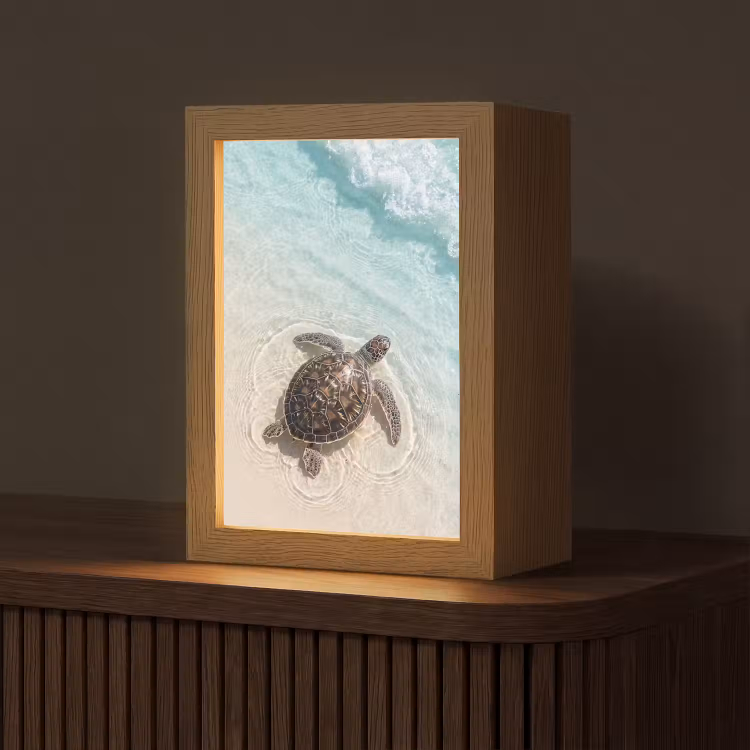 Schildpad - Helder water - Strand - Dieren - Natuur Light Box met kabel (Tafellamp) klein -z3d_website