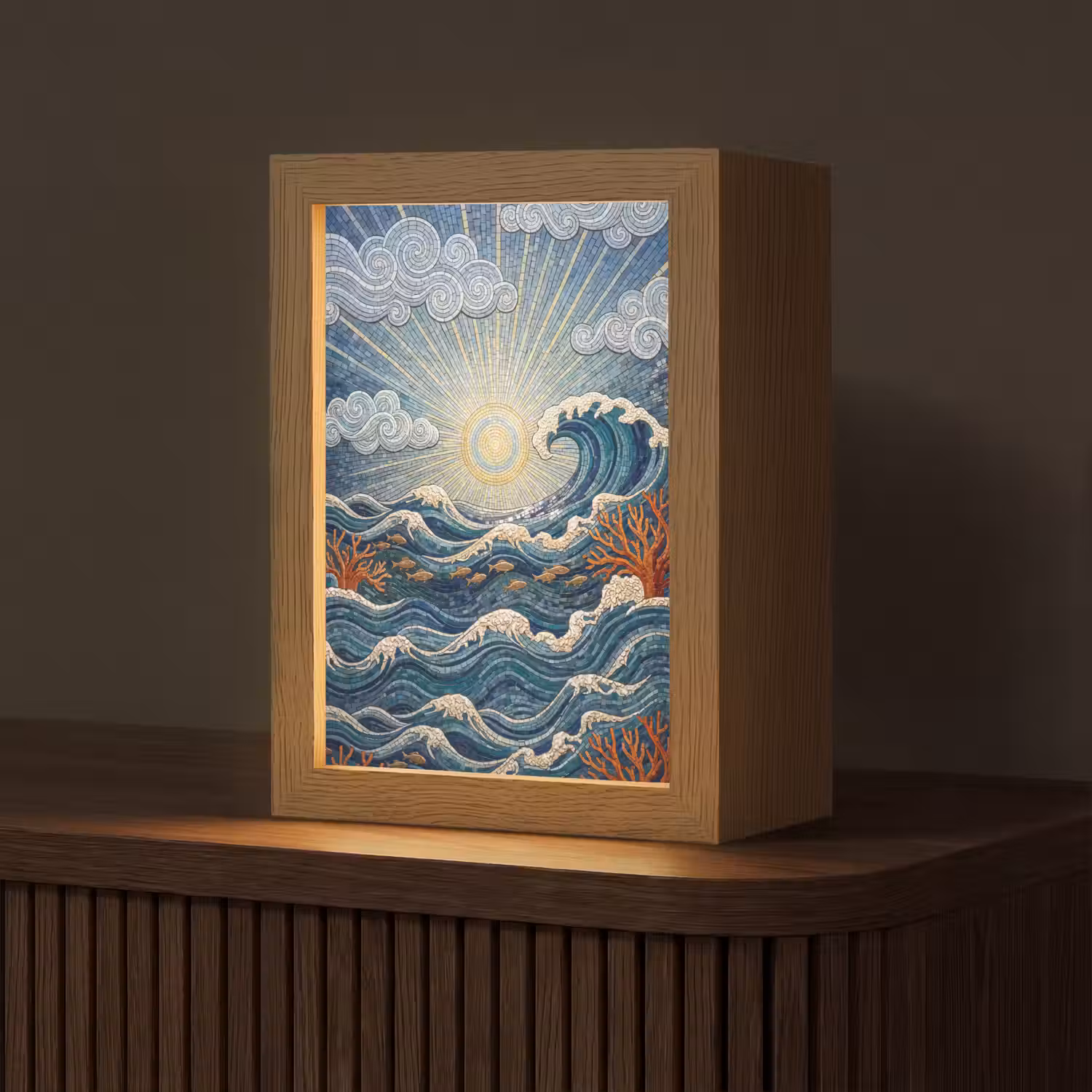 Onderwater - Koraal - Vis - Natuur - Kunst Light Box met kabel (Tafellamp) klein -z3d_website